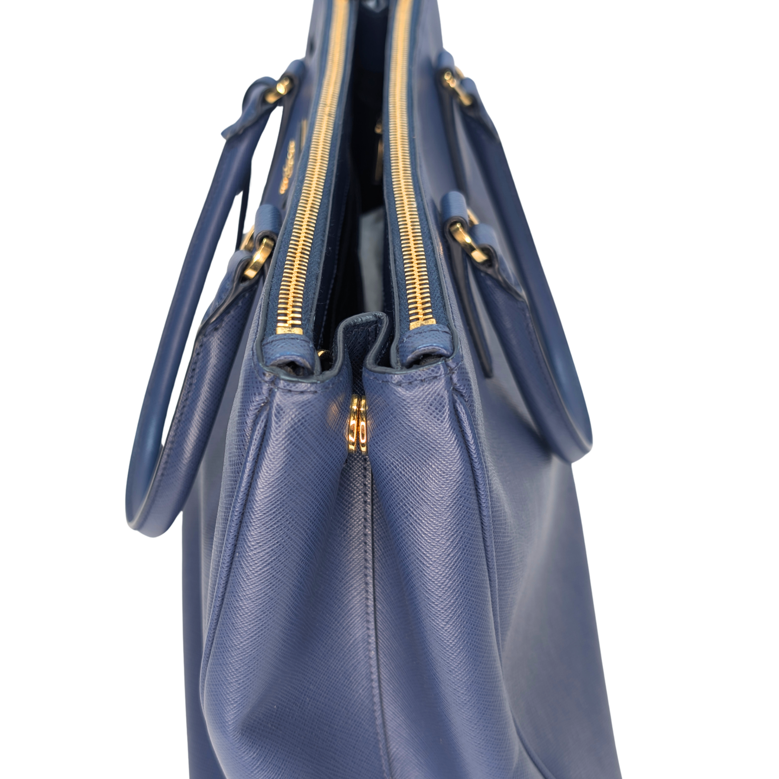 Prada Saffiano Lux Galleria Large Double Zip Tote Navy