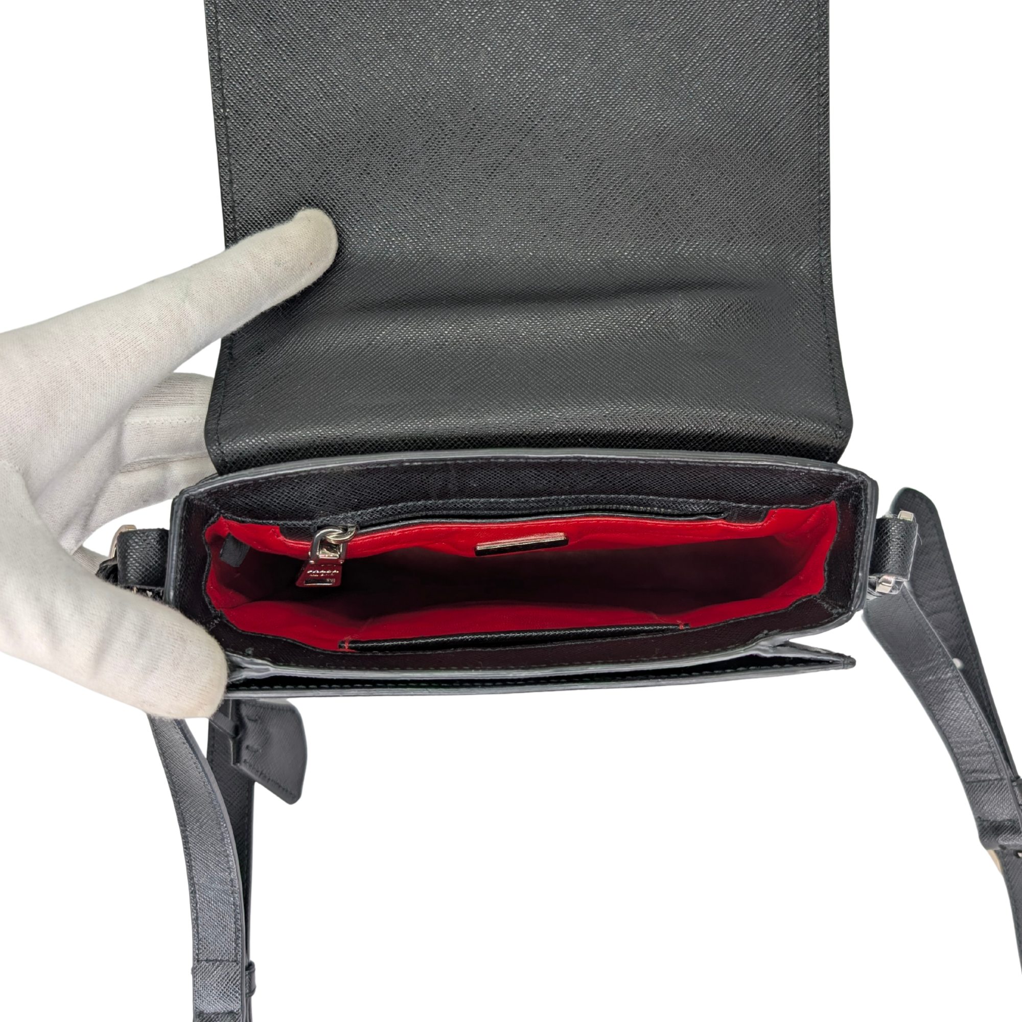 Prada Saffiano Lux Crossbody Bag Black