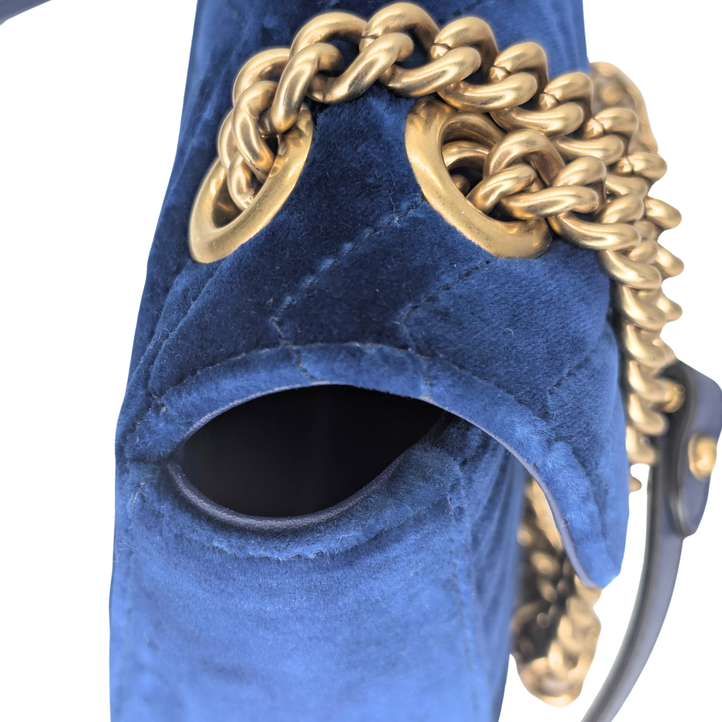 Gucci Marmont GG Velvet Matelasse Small Shoulder Bag Cobalt Blue