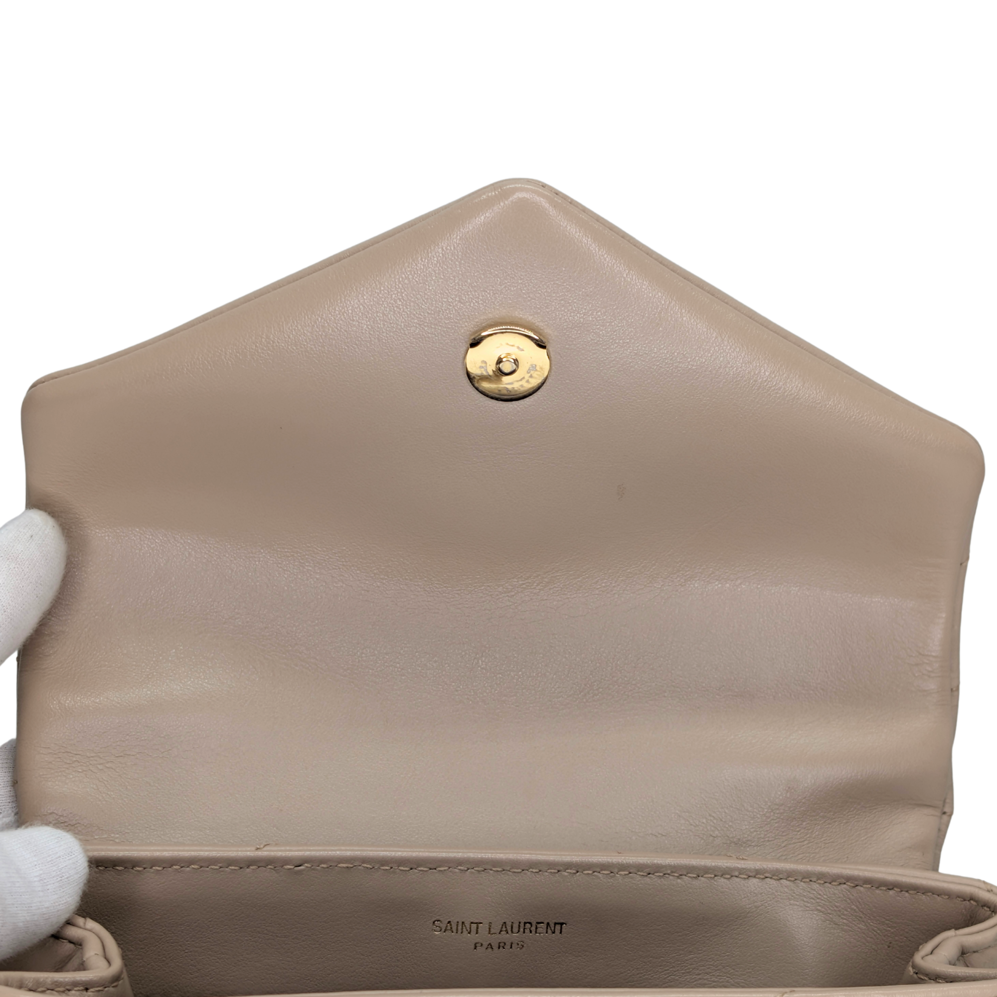 Saint Laurent Mini Lou Lou Shoulder Bag Beige