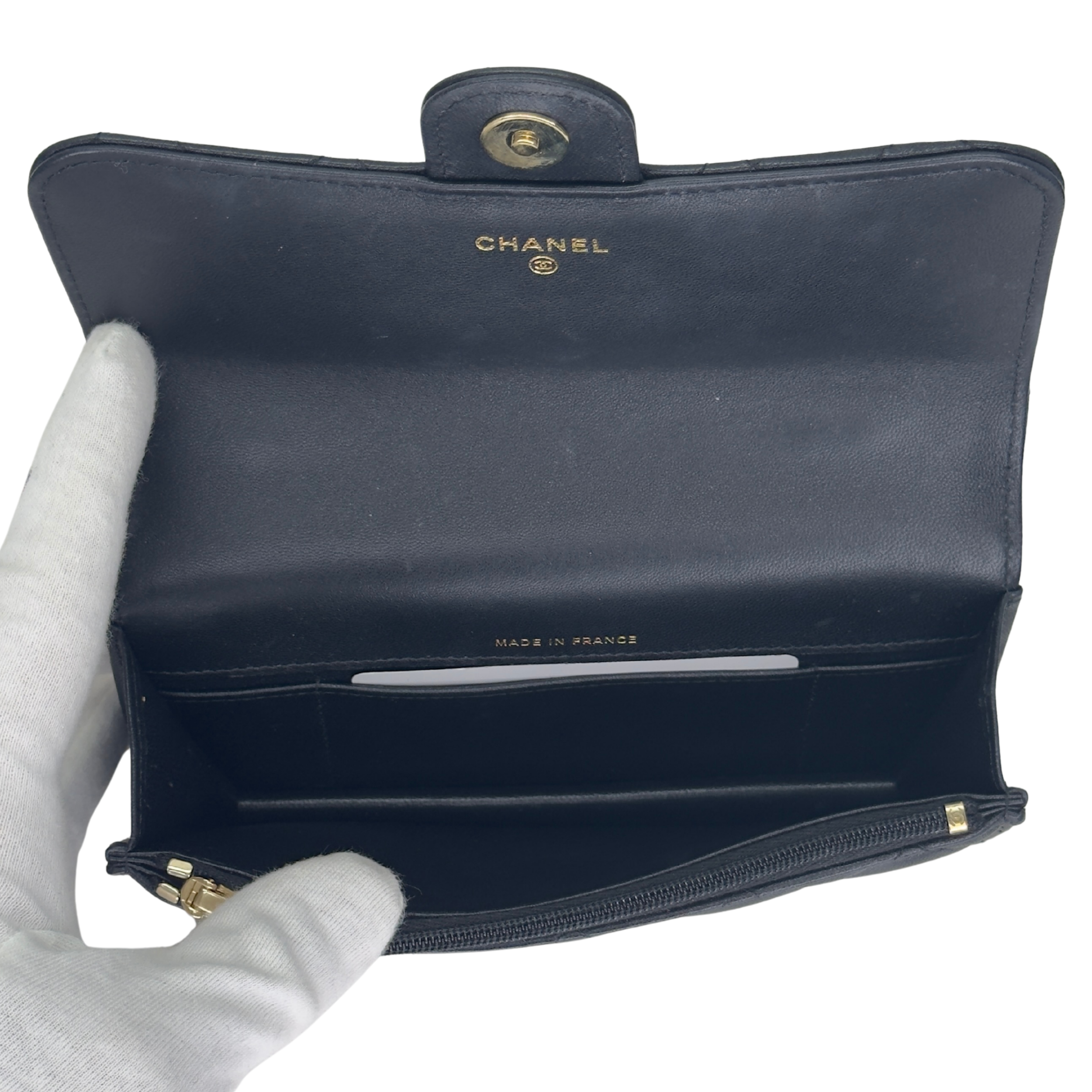 Chanel Top Handle Phone Holder on Chain Lambskin Black