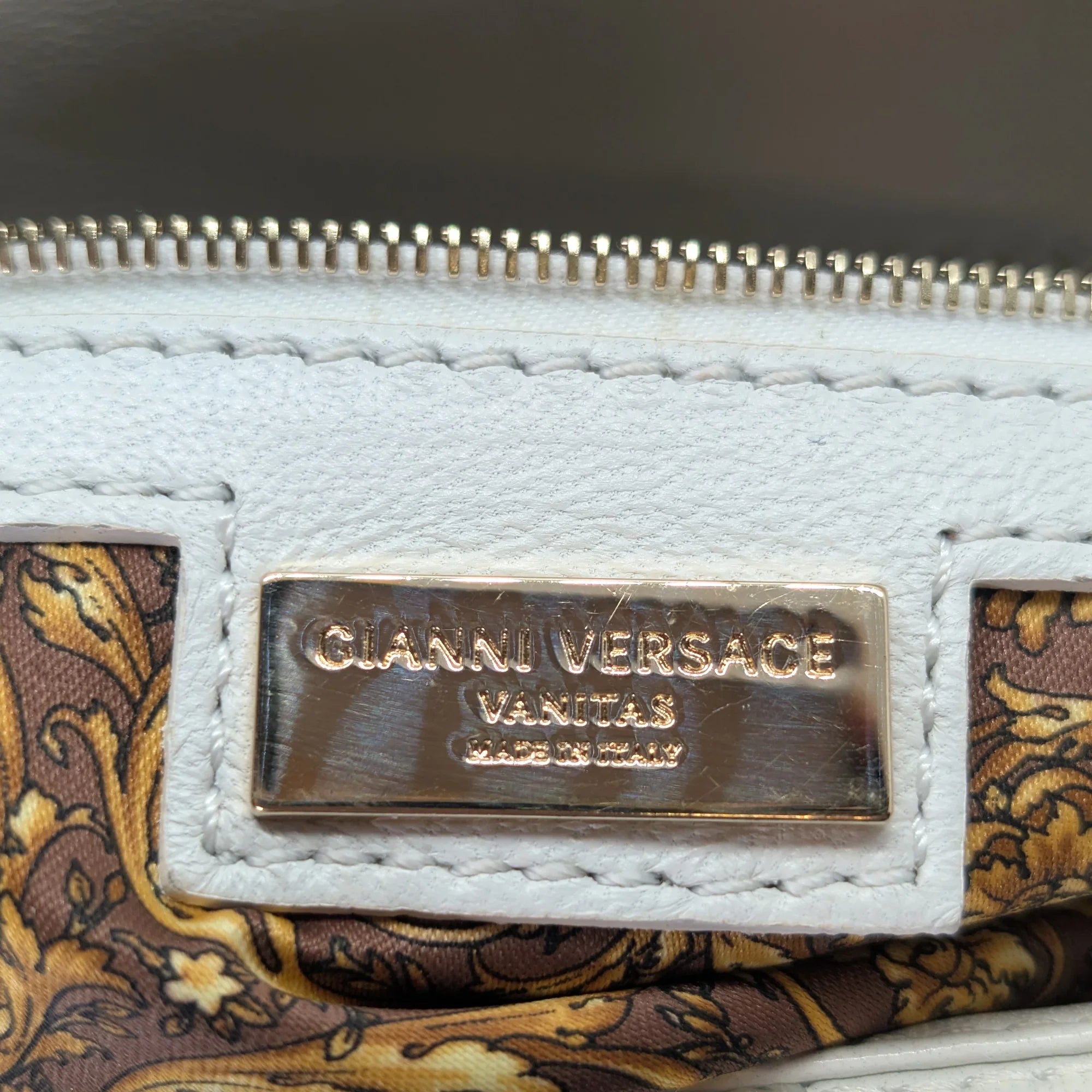 Versace Vanitas Barocco Handbag White - Lost Designer