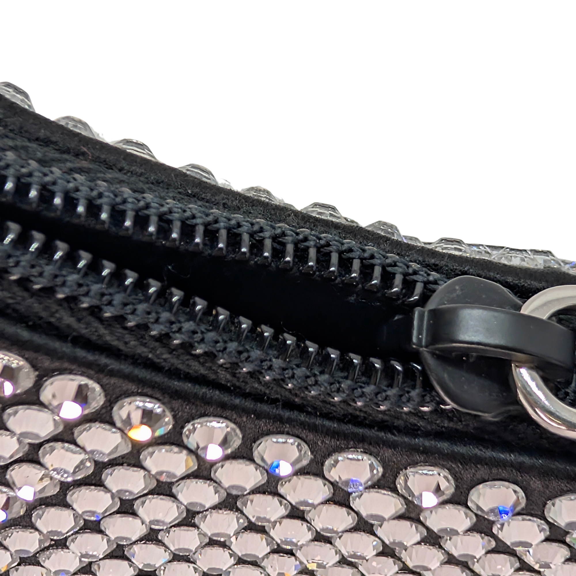 Black Prada Re-Edition Mini Satin Crystals Shoulder Bag