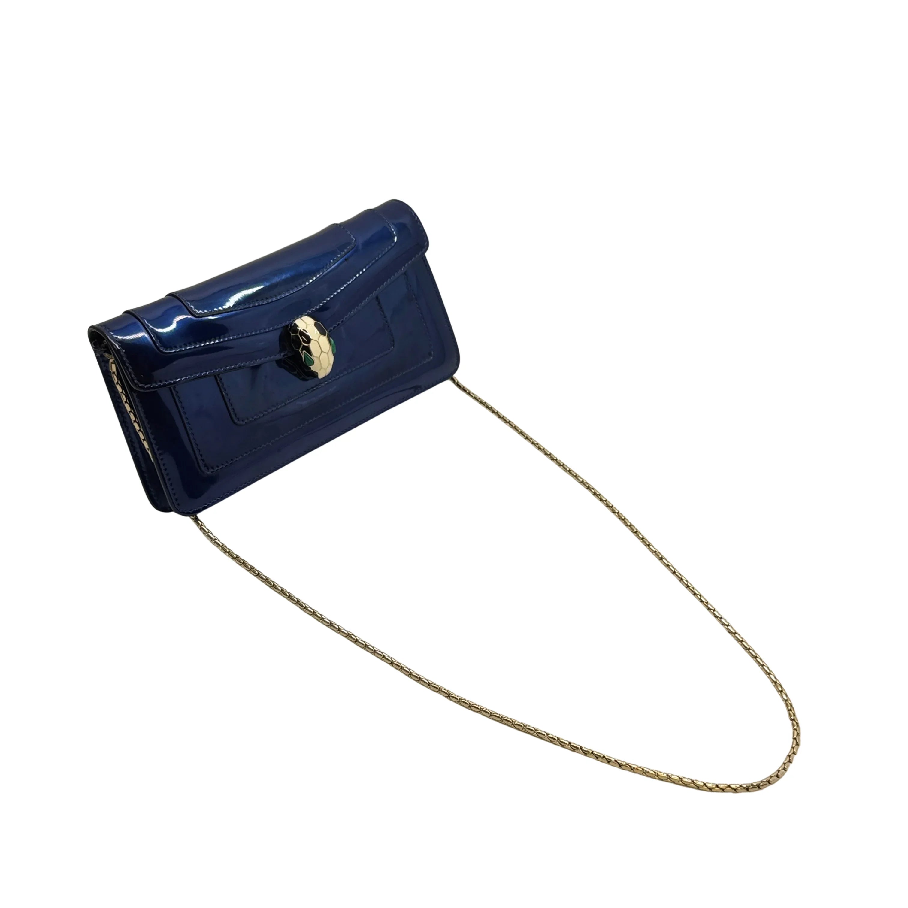 Bvlgari Serpenti Forever Chain Crossbody Bag Navy Blue - Lost Designer
