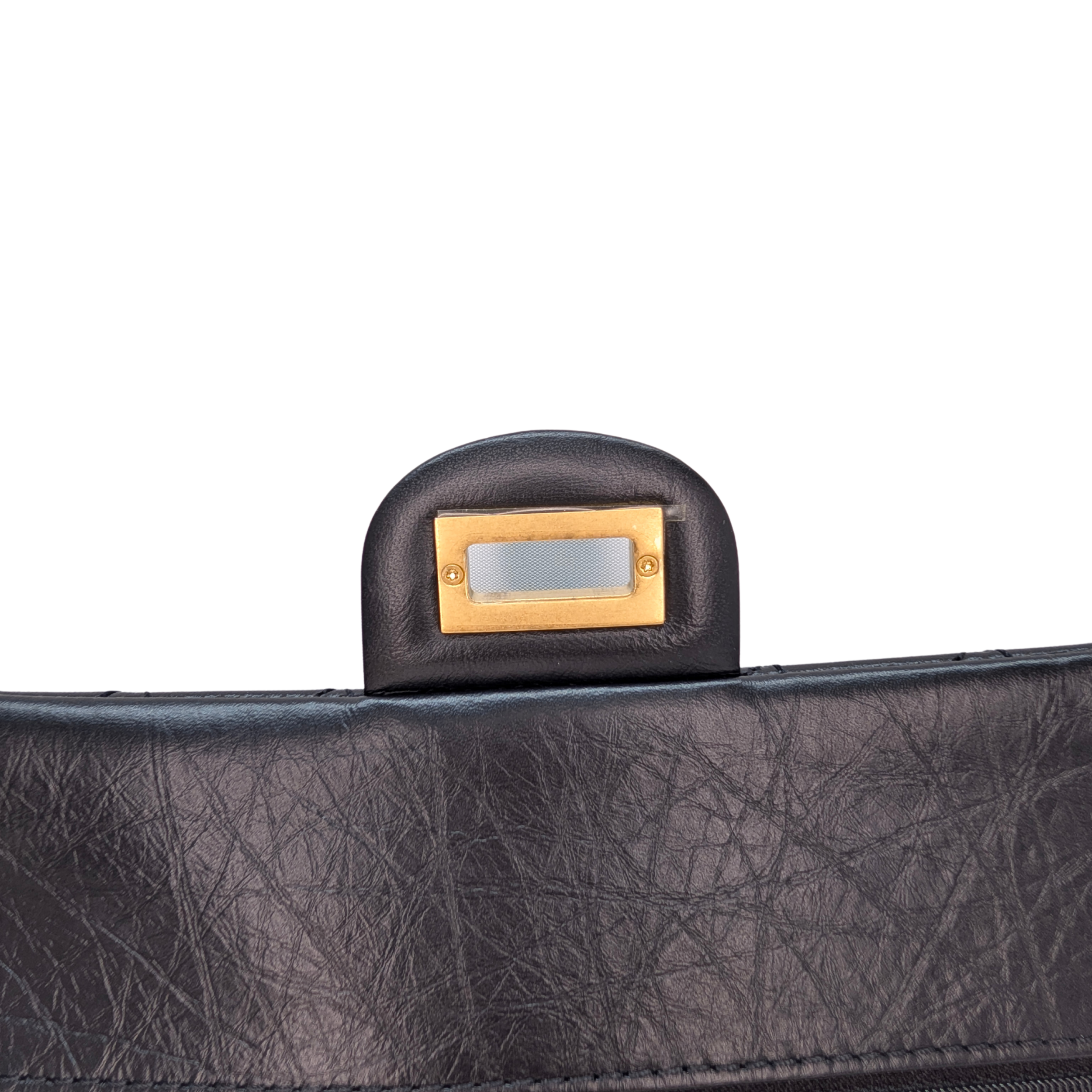 Chanel Black Distressed Calfskin 2.55 Reissue 225 Bag Black