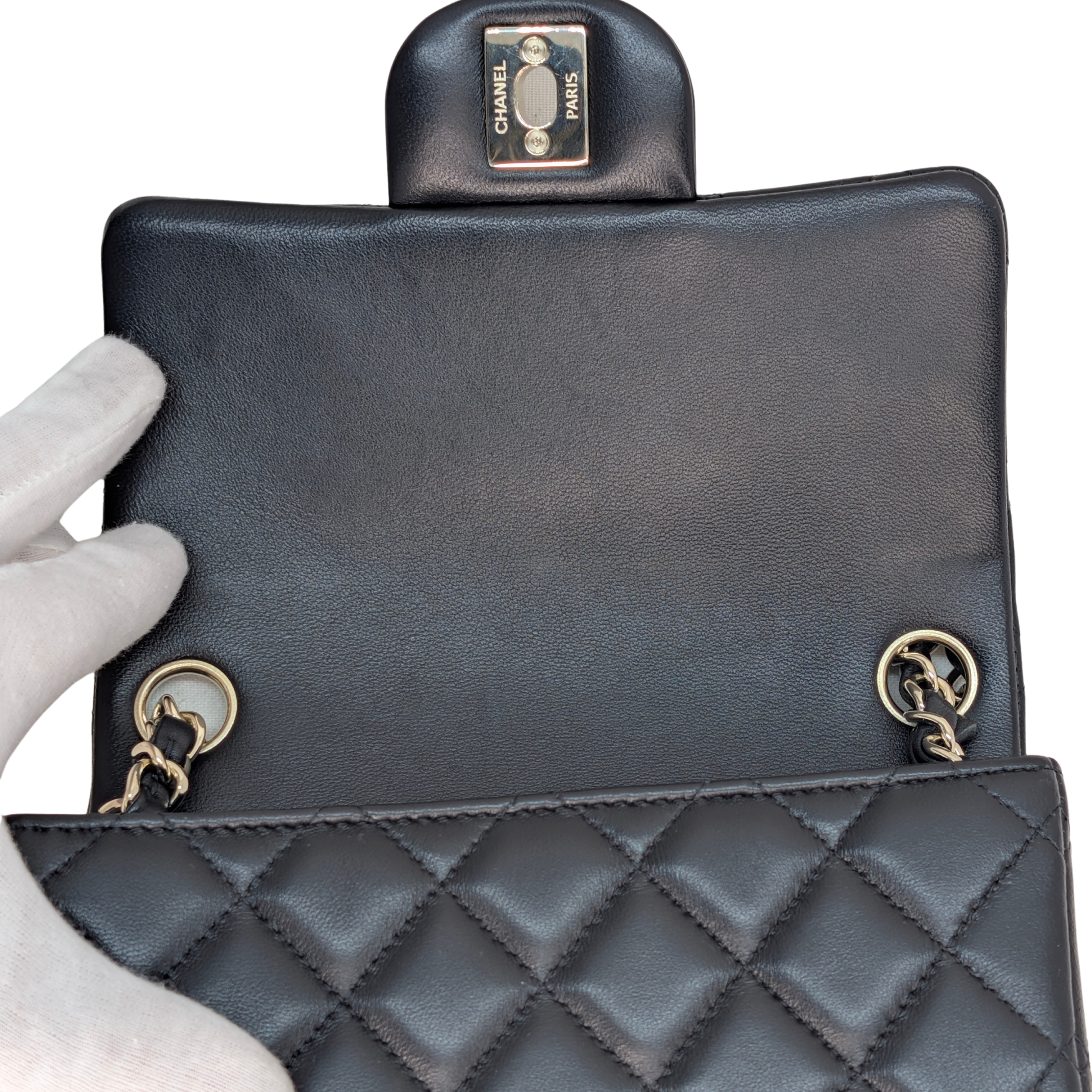 Chanel Classic Flap Mini Square Black Lambskin GHW Microchipped