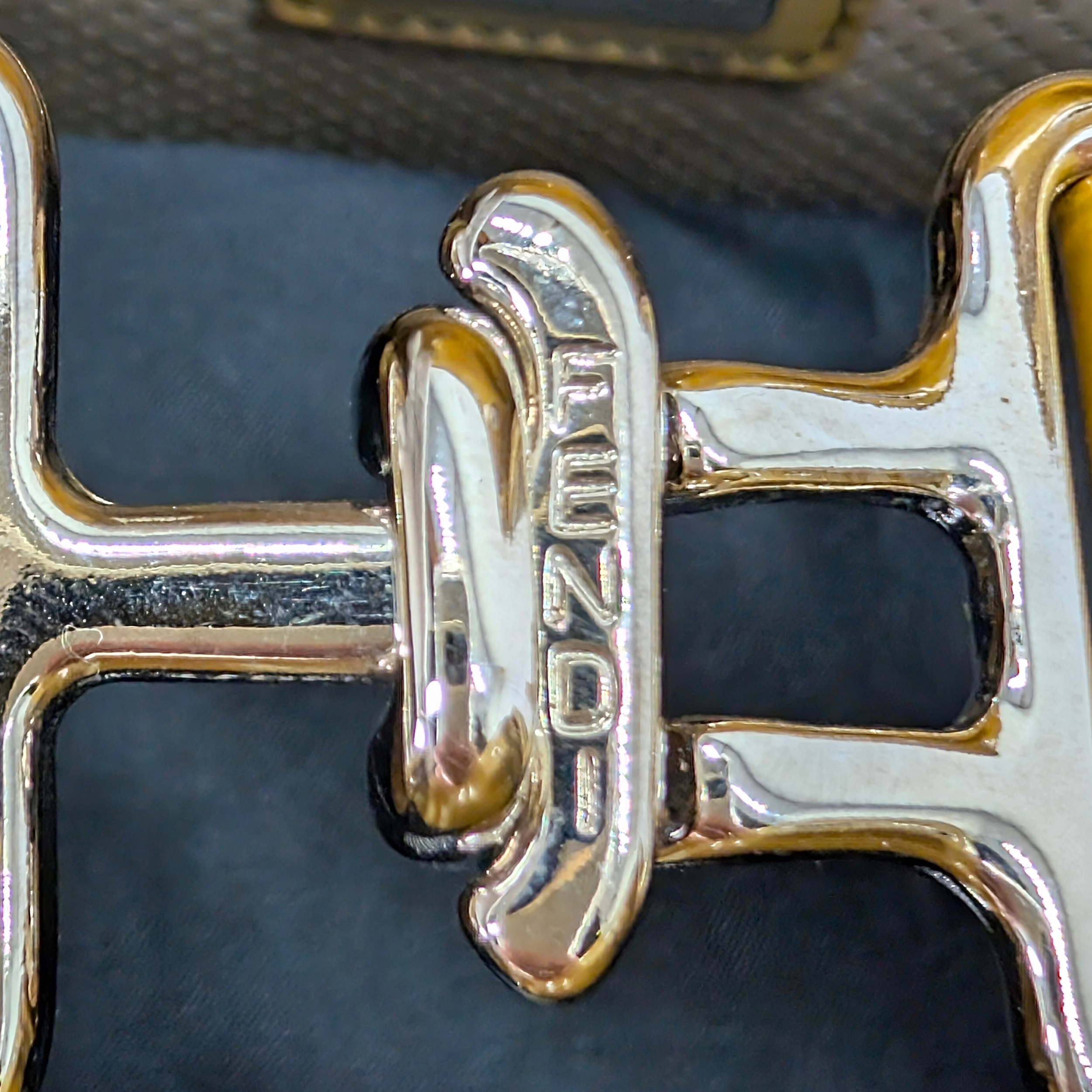 Fendi Perforated Patent Leather De Jour Tote Bag Gold