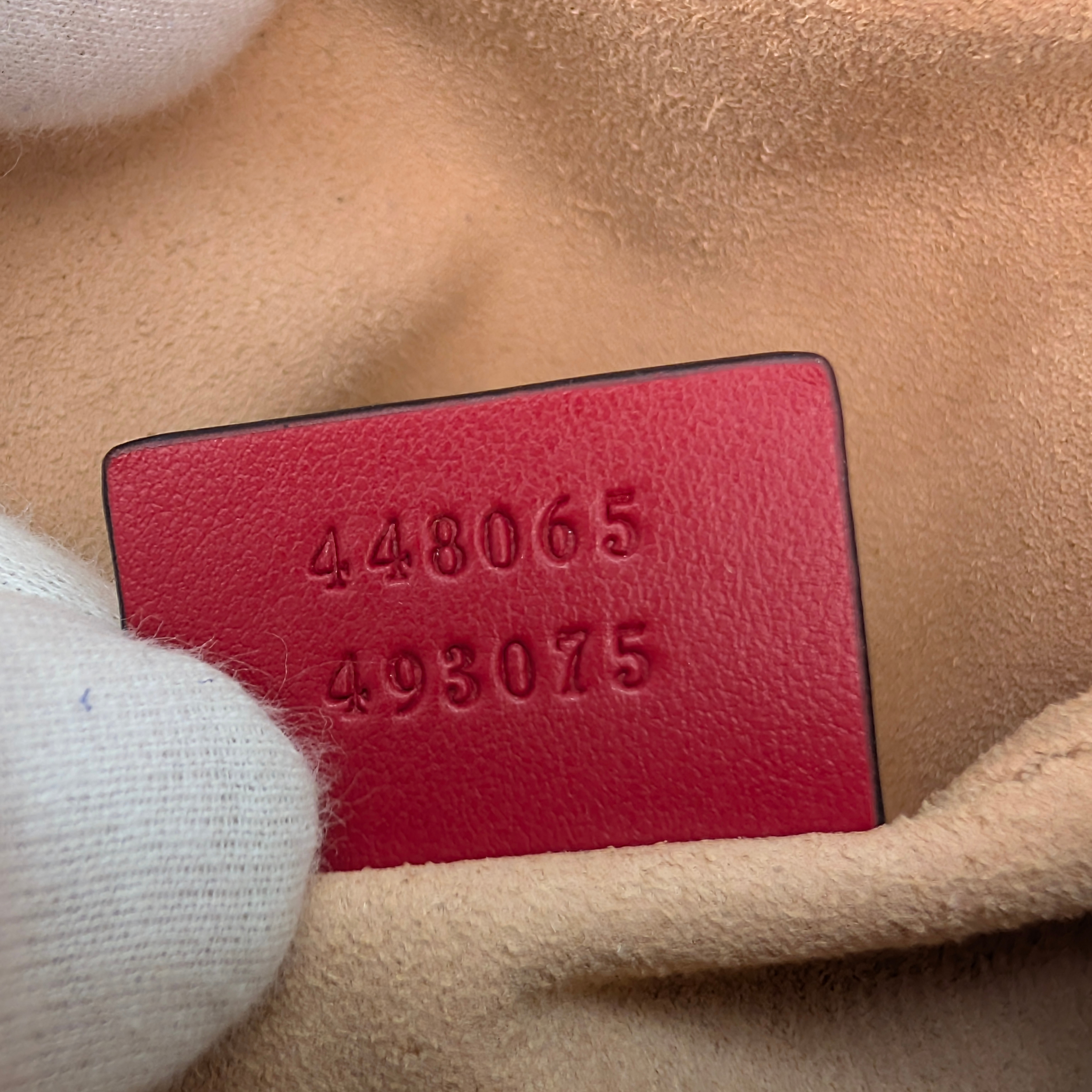 Gucci Mini GG Marmont Chain Shoulder Bag Hibiscus Red