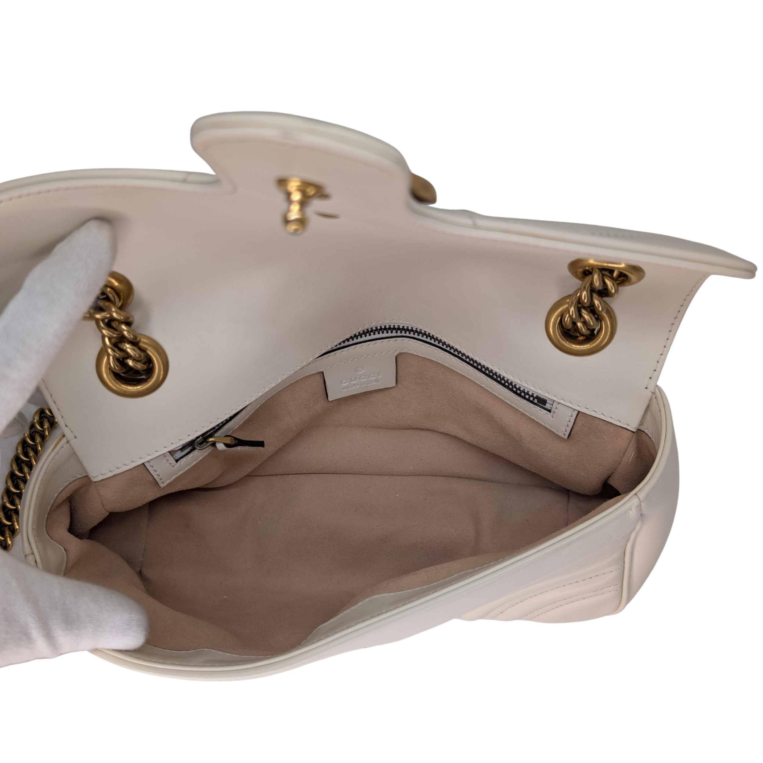 Gucci GG Marmont Matelasse Medium Shoulder Bag White