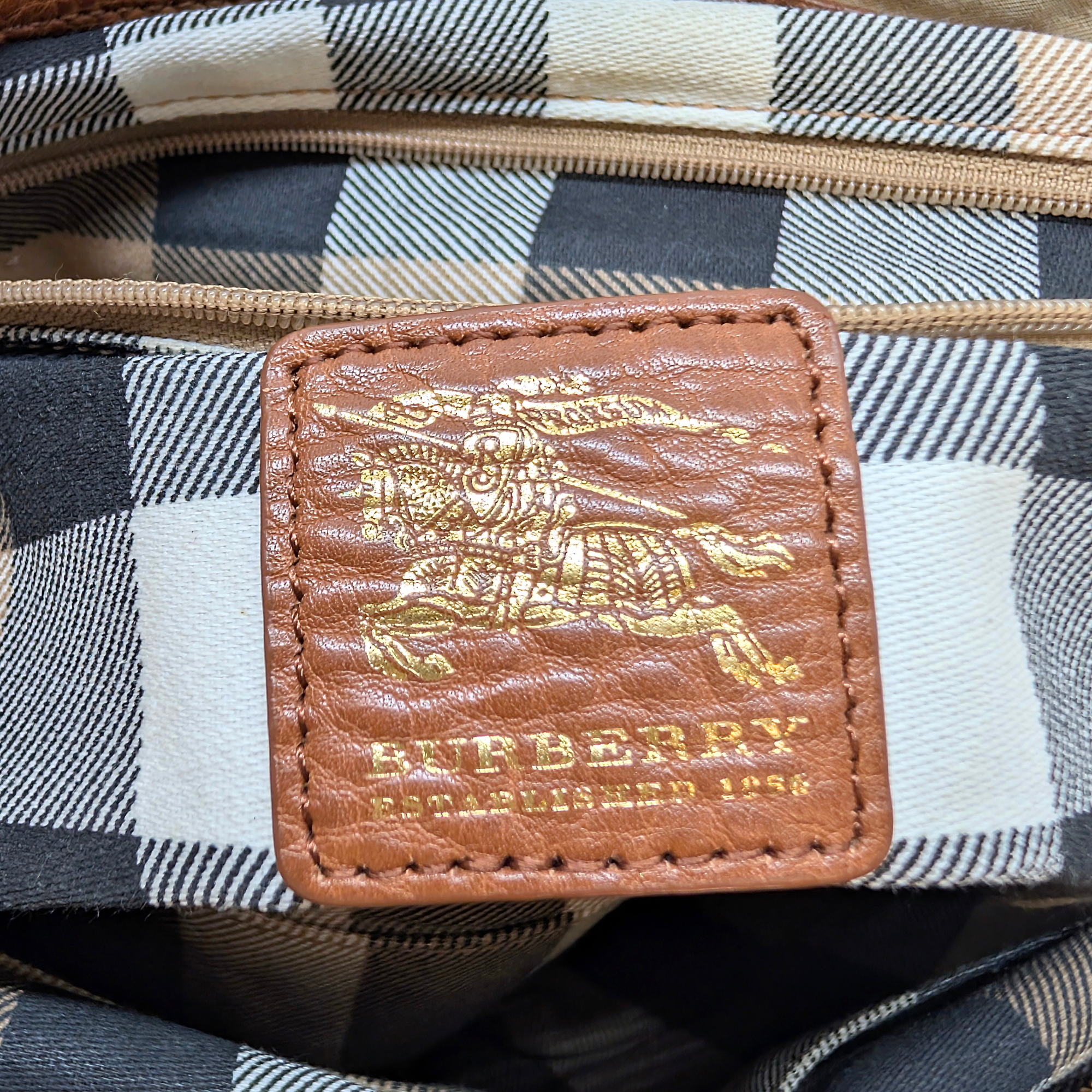 Burberry Embroidered Canvas X Leather Bowling Shoulder Bag