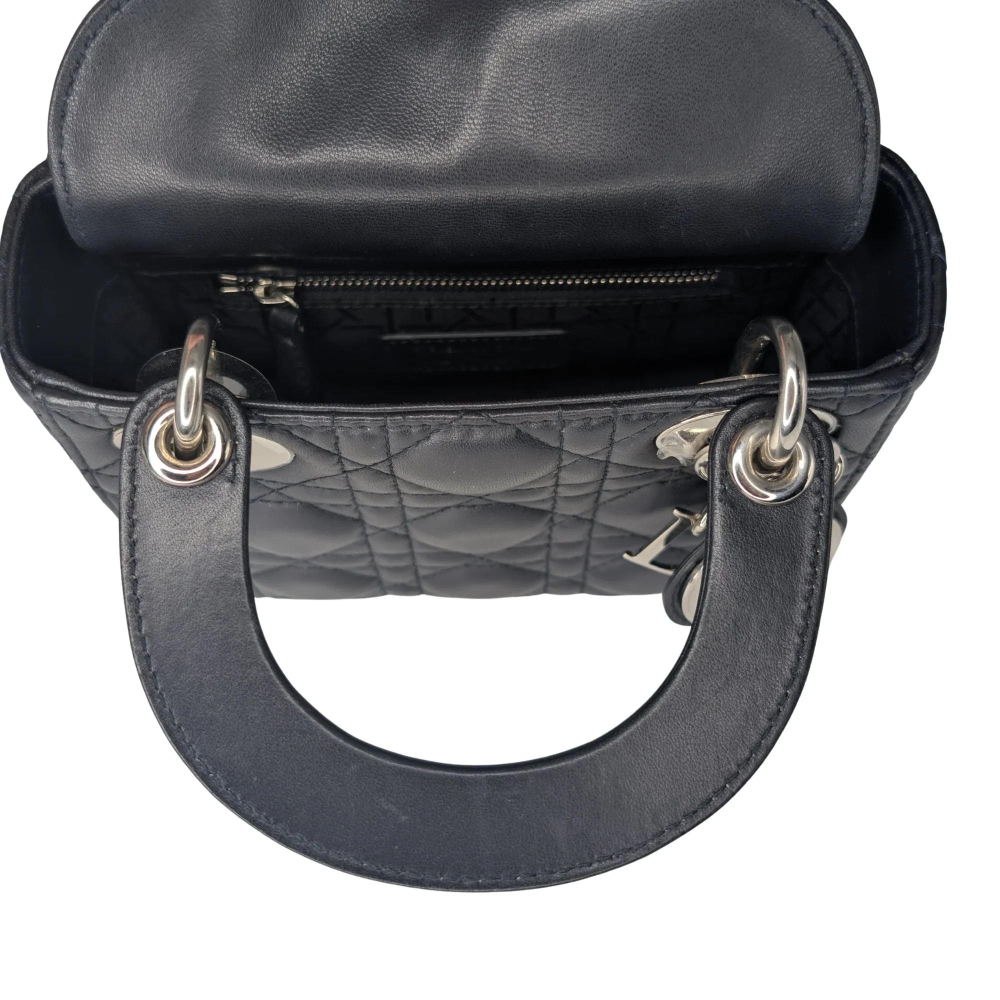 Christian Dior Lady Dior Cannage Mini Handbag Black - Lost Designer