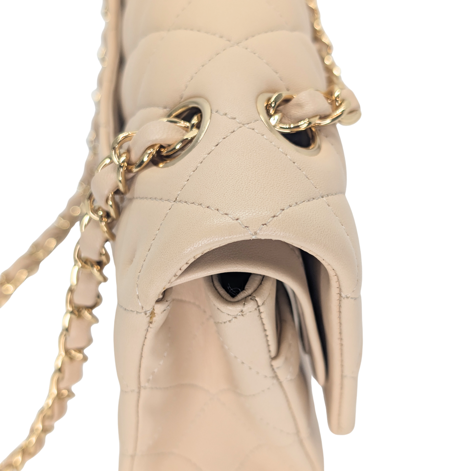 Chanel Double Flap Medium lambskin Bag Beige