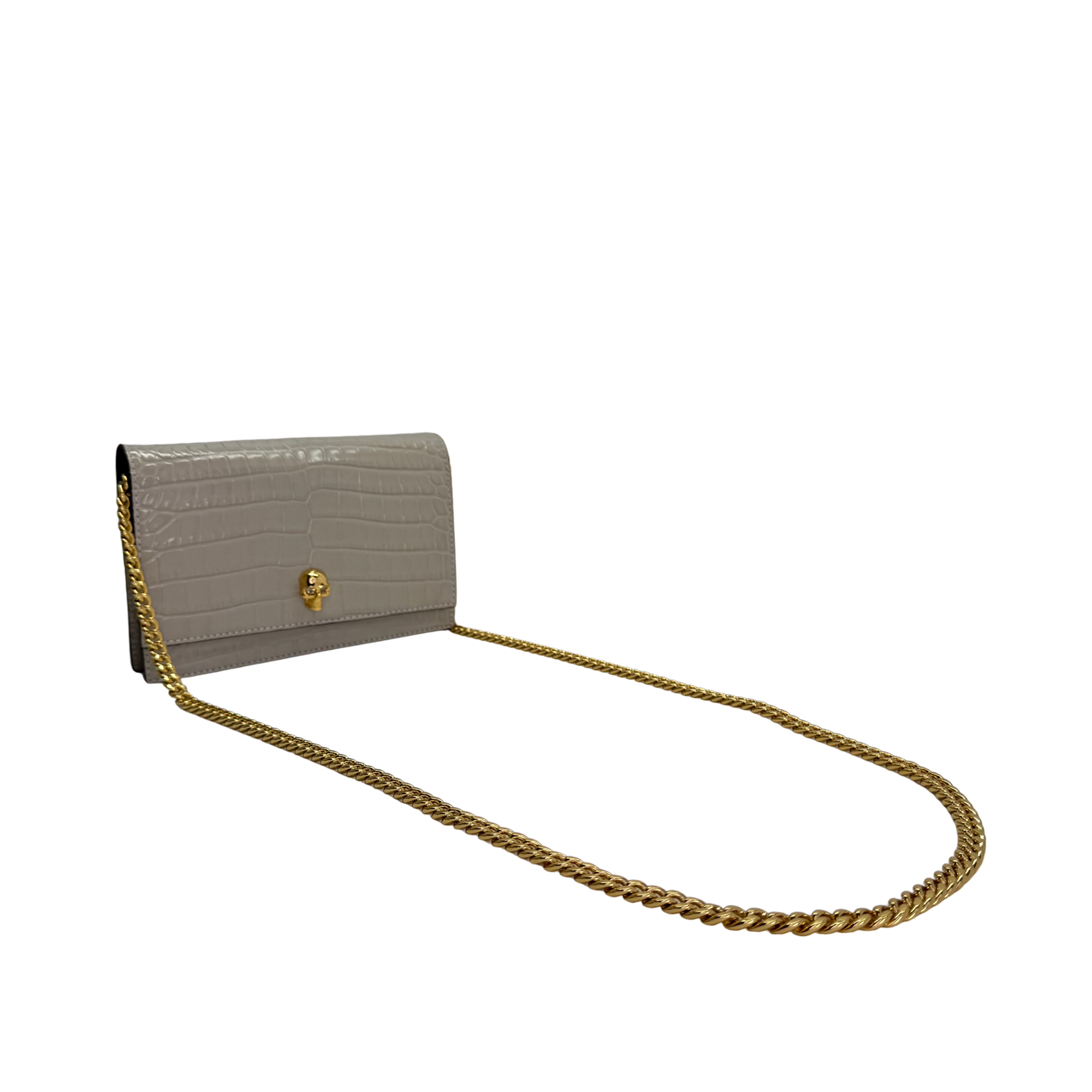 Alexander McQueen Skull Crossbody Bag Leather Grey White