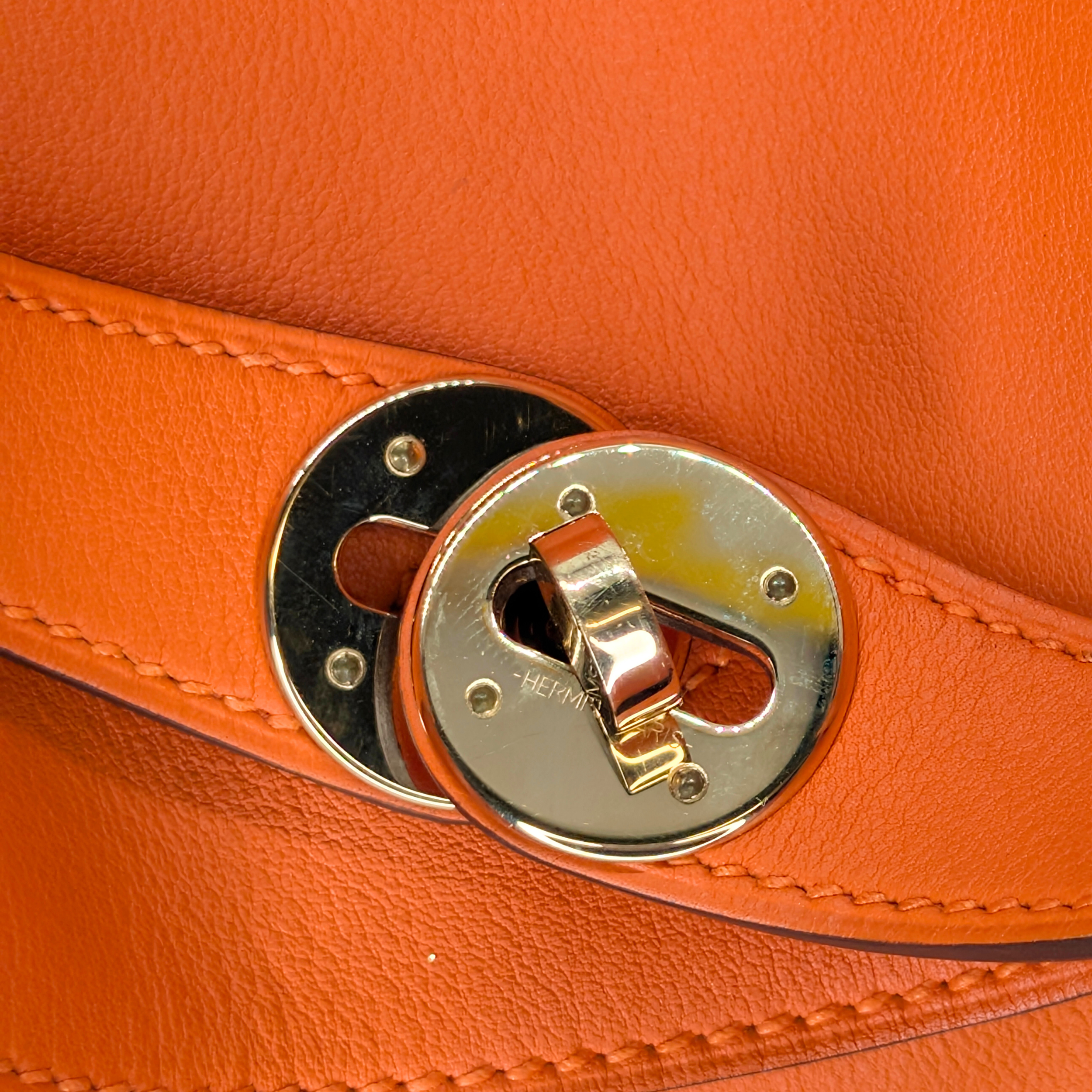 Hermes Lindy 30 Swift Leather Orange LGHW X Stamp