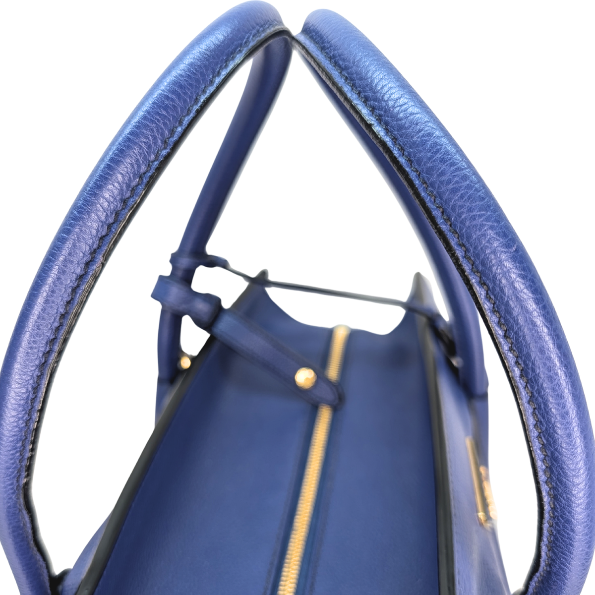 Prada Vitello Daino Leather Tote Bag Blue
