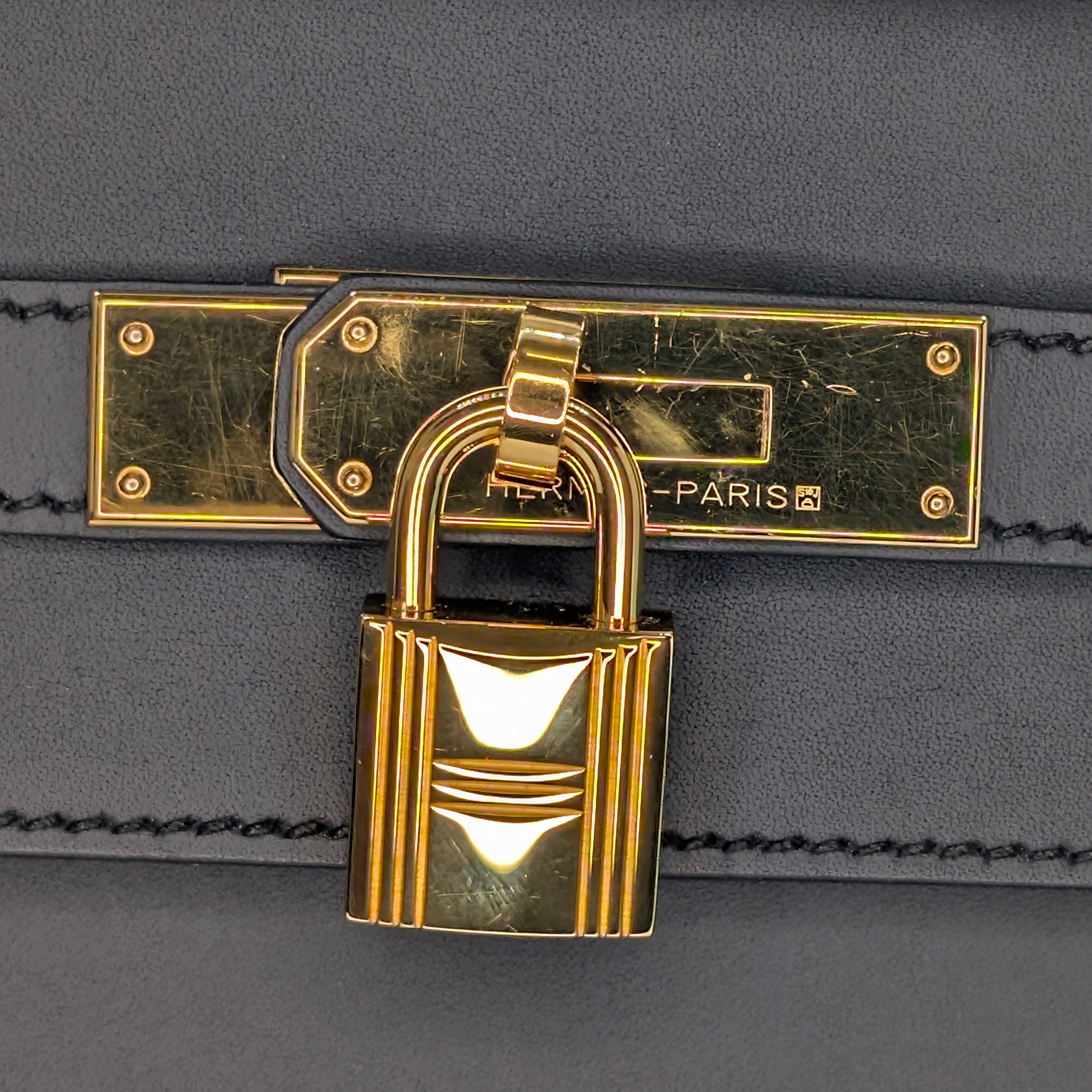 Hermes Kelly 32 Sellier Sombrero Box Leather GHW Matte Black X Stamp