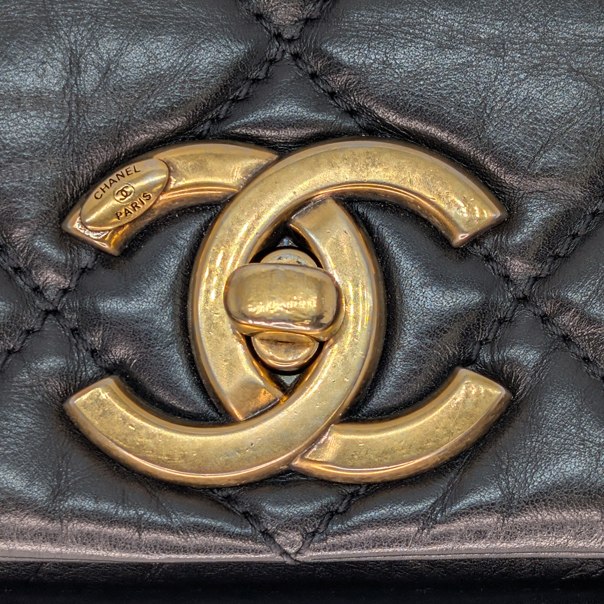Chanel Pondicherry Flap Medium Handbag Leather Black
