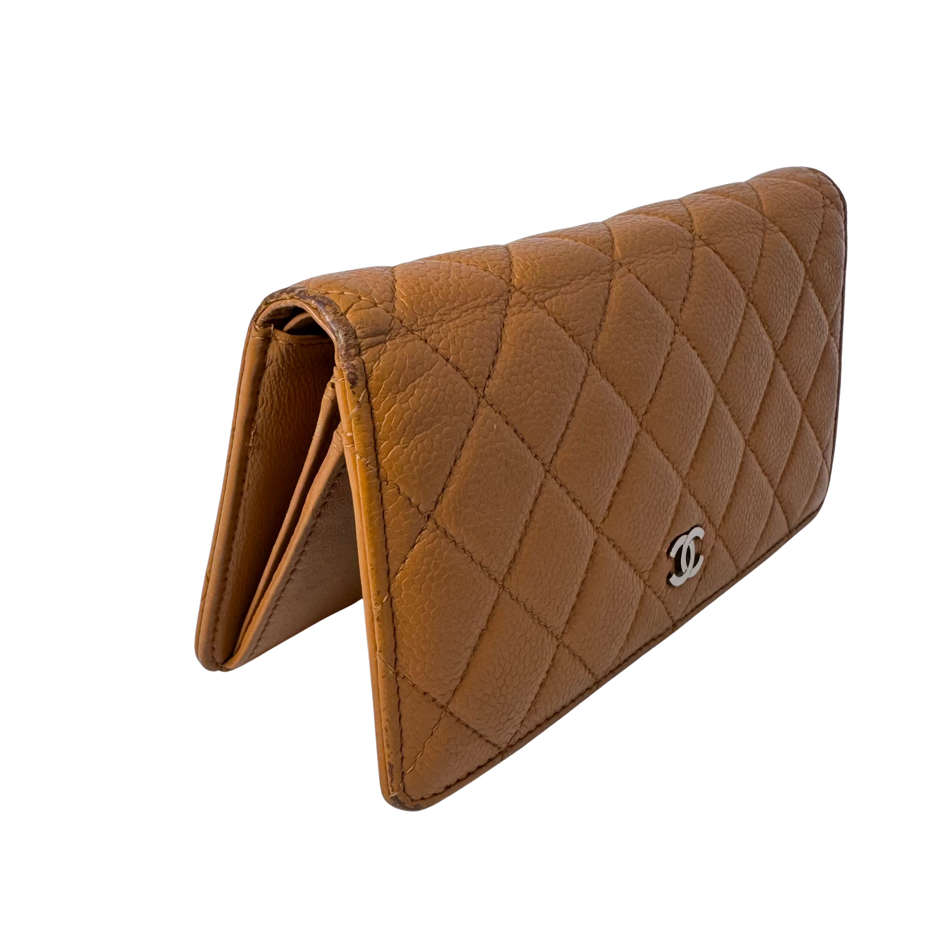 Chanel Grained Leather Wallet Brown