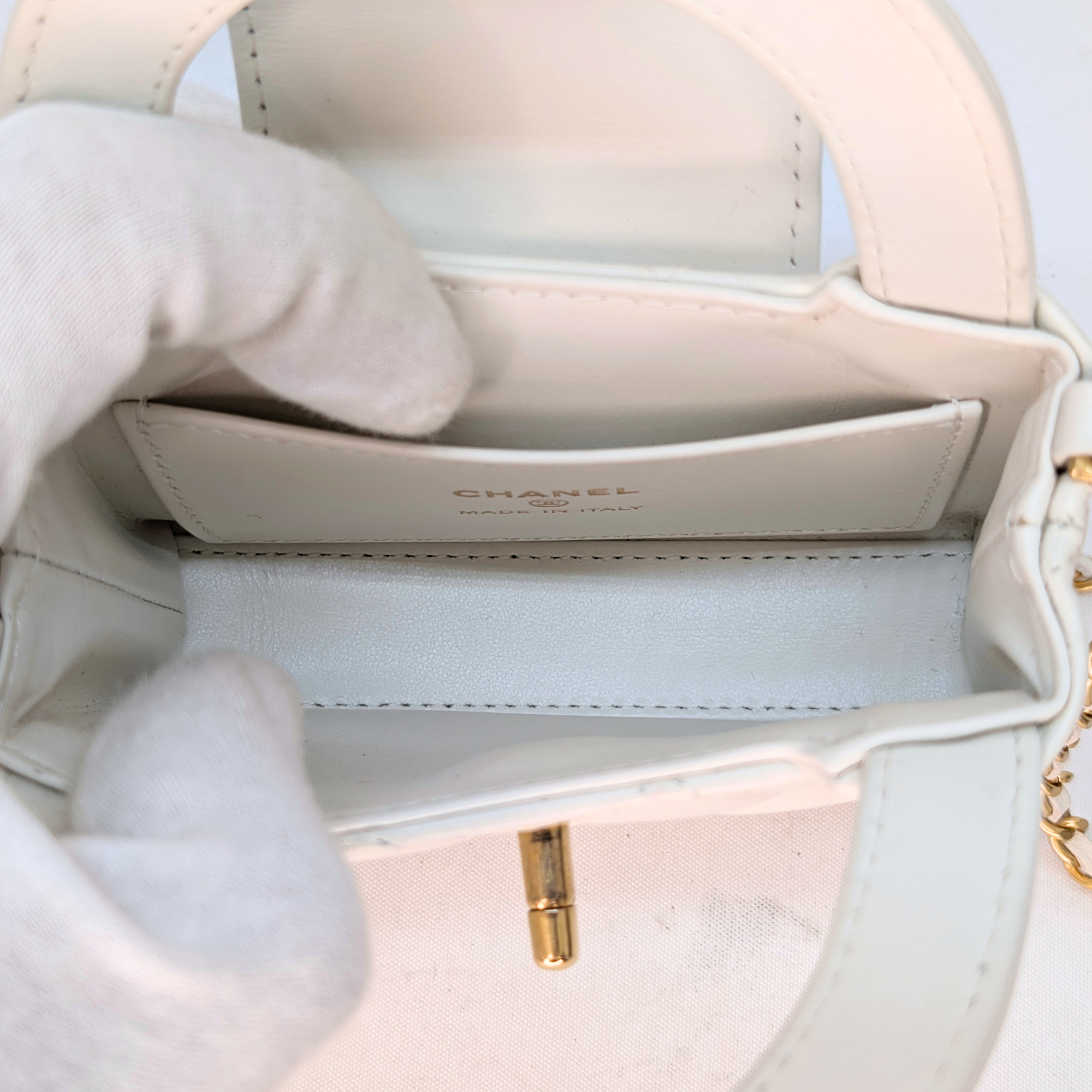 Chanel Nano Kelly Shopper Tote Bag White