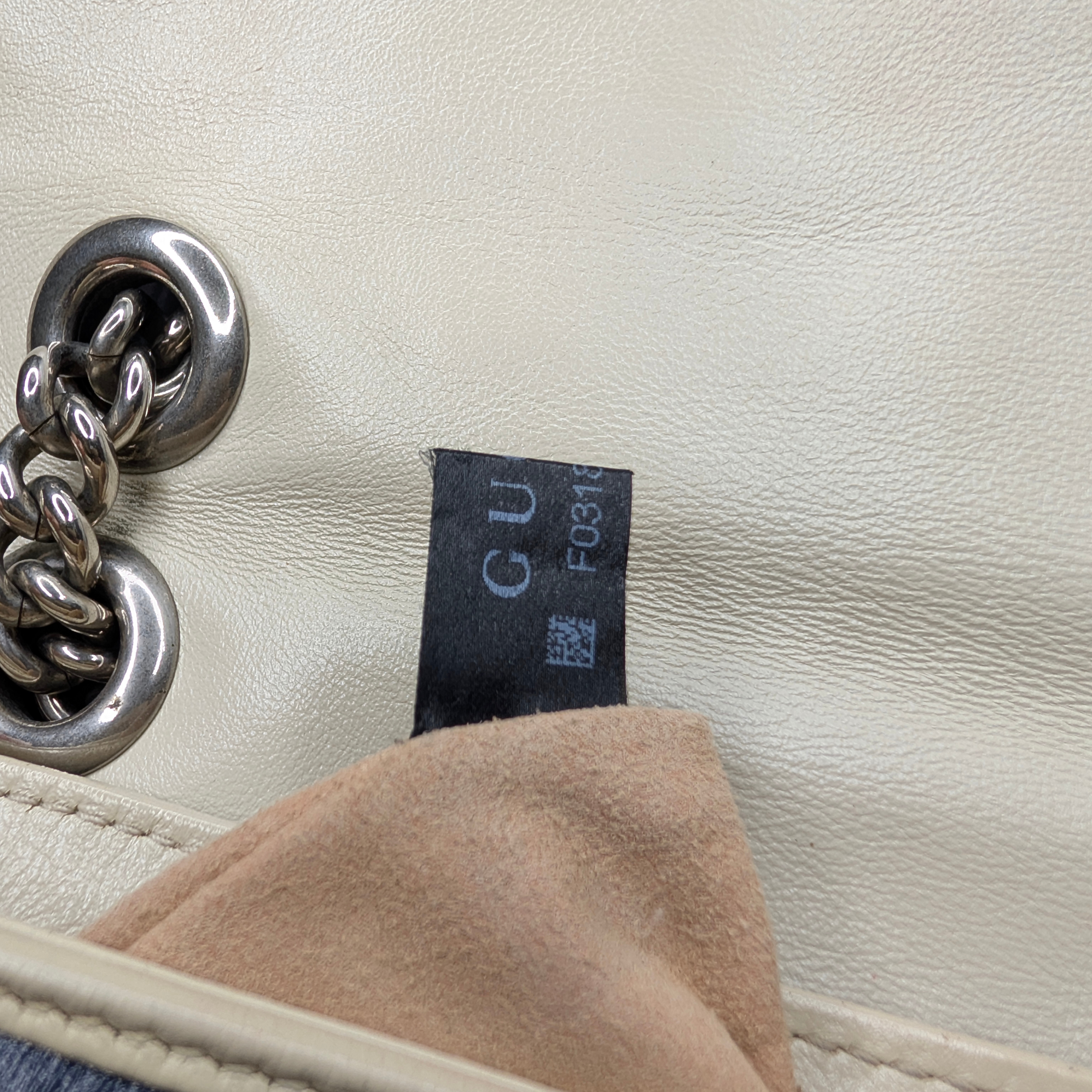 Gucci GG Marmont Matelassé Torchon Flap Crossbody Bag Navy White