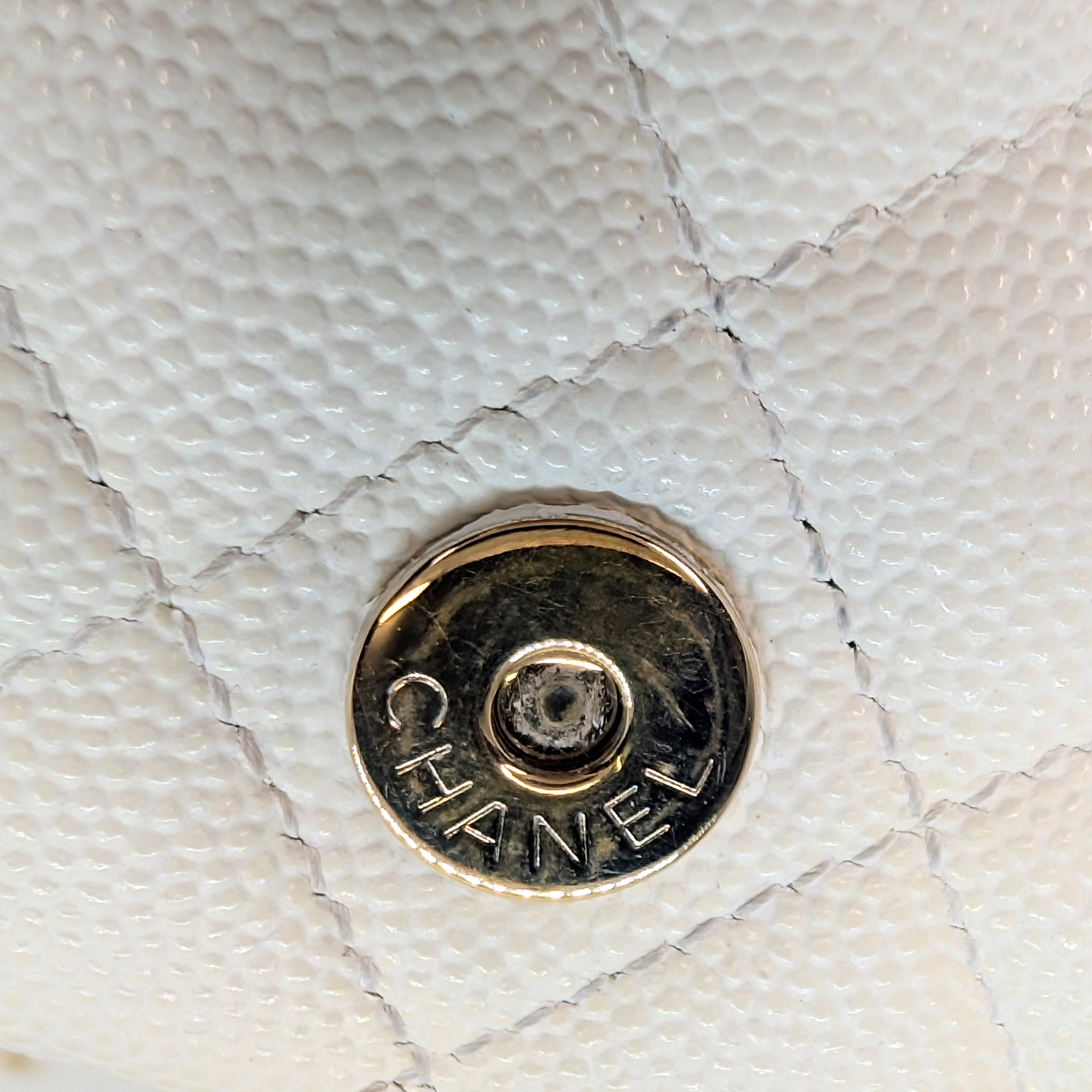 Chanel Sunglasses Quilted Caviar Sunglasses Case Bag White