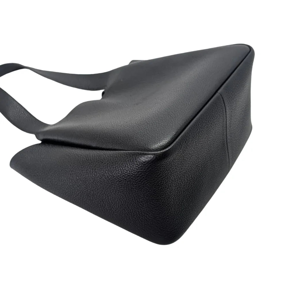 Prada Daino Soft Medium Dynamique Tote Bag Black - Lost Designer