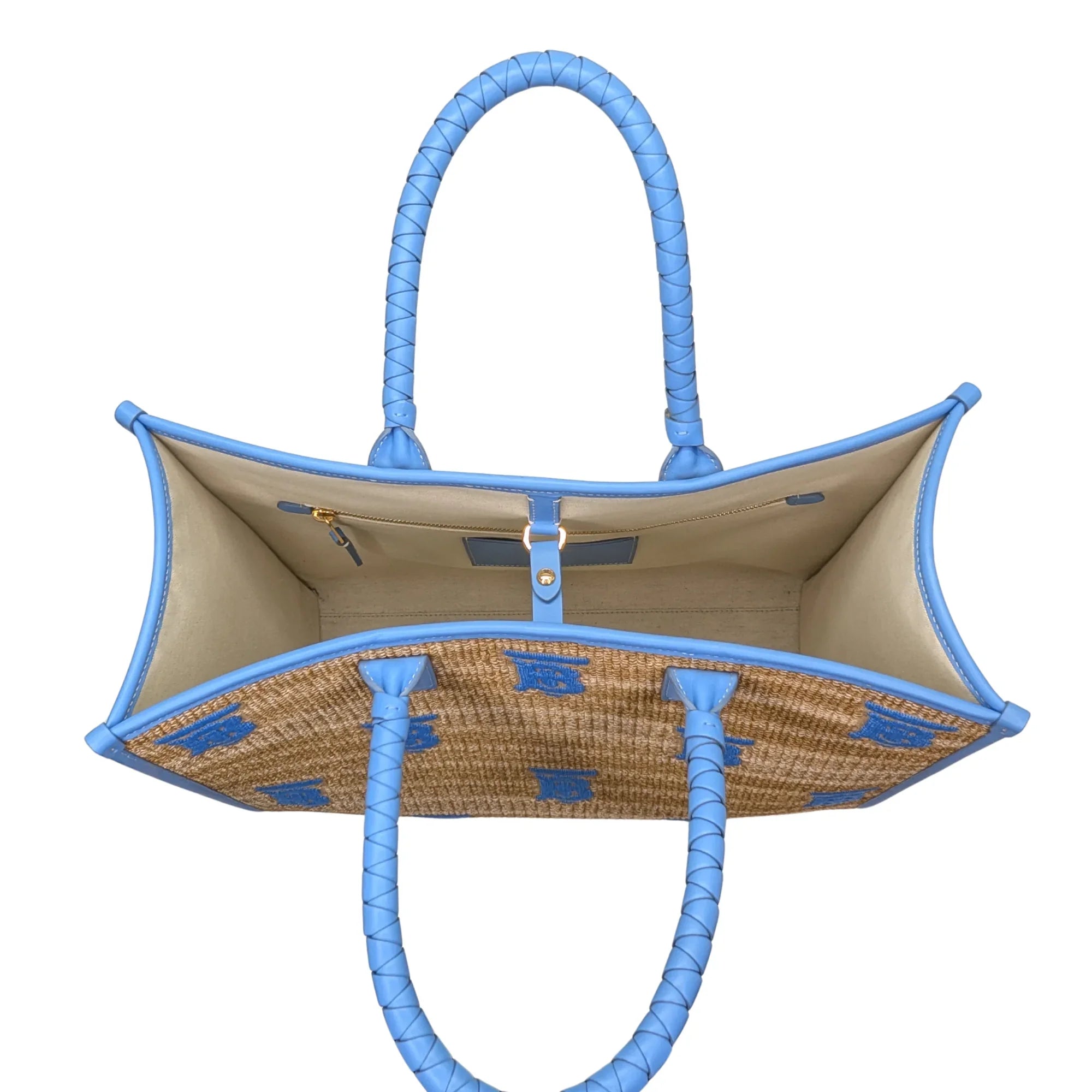 Burberry Freya Tb Line Monogram Tote Bag Beige - Lost Designer