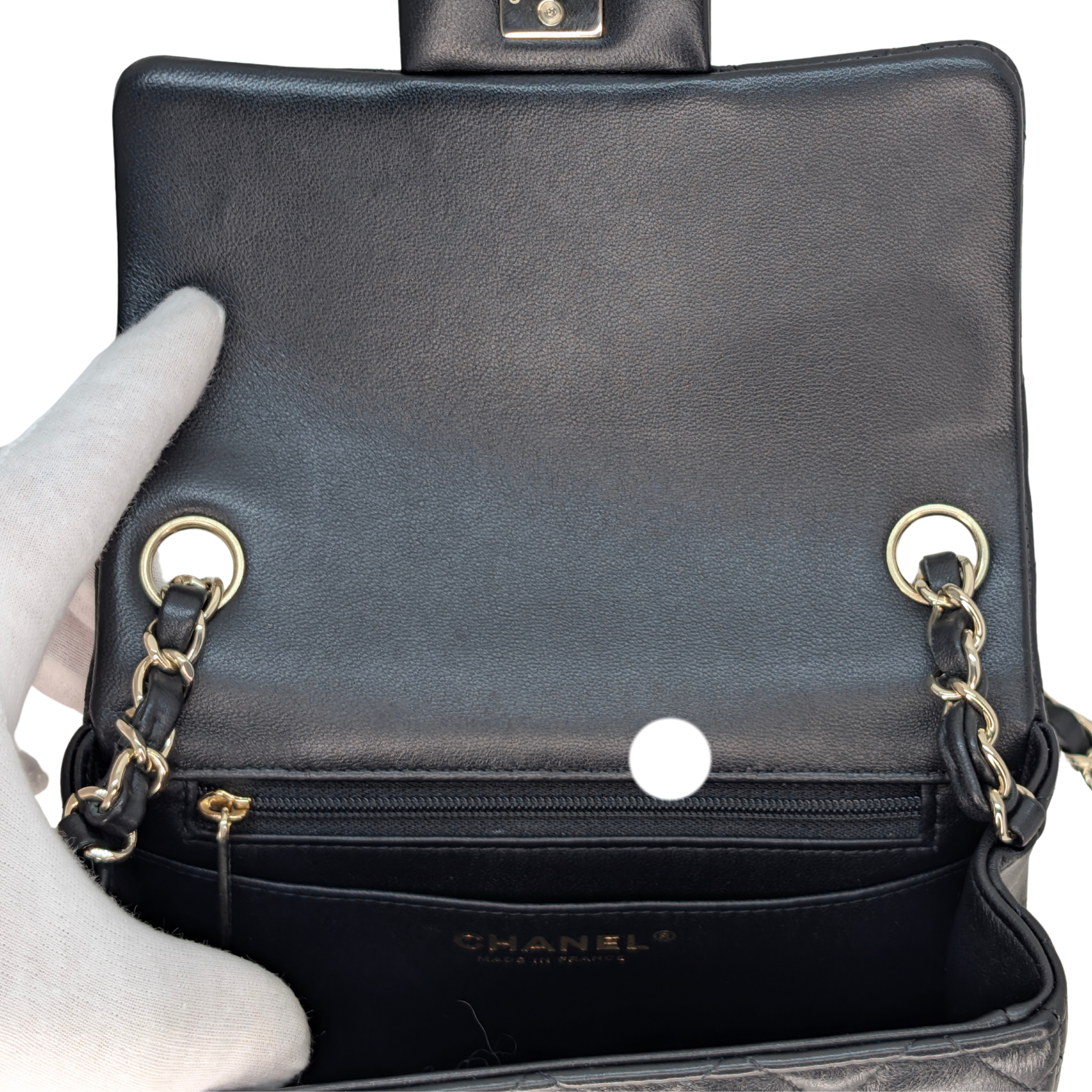 Chanel Classic Flap Mini Square Black Lambskin GHW Microchipped