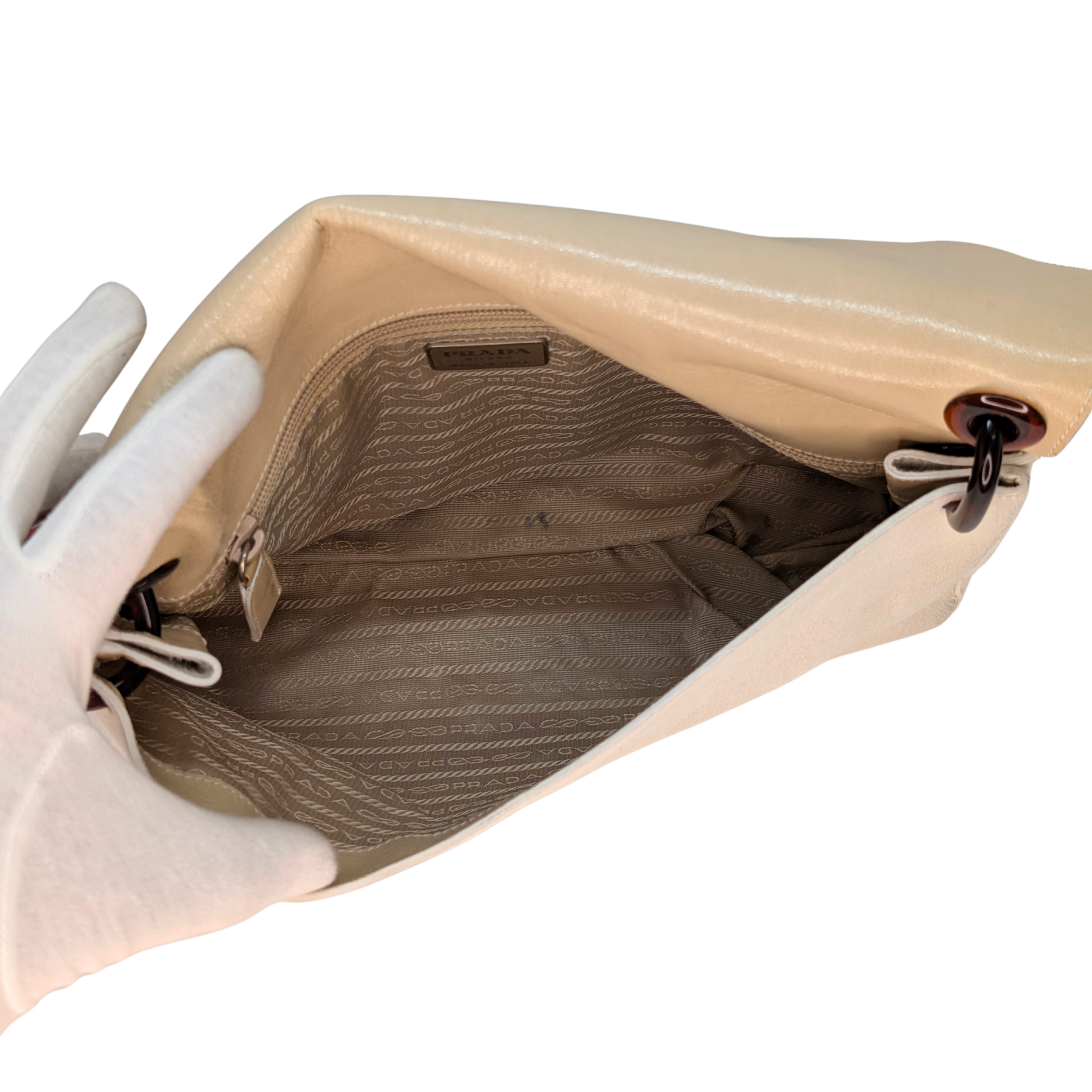 Prada Vintage Calfhair Shoulder Bag White