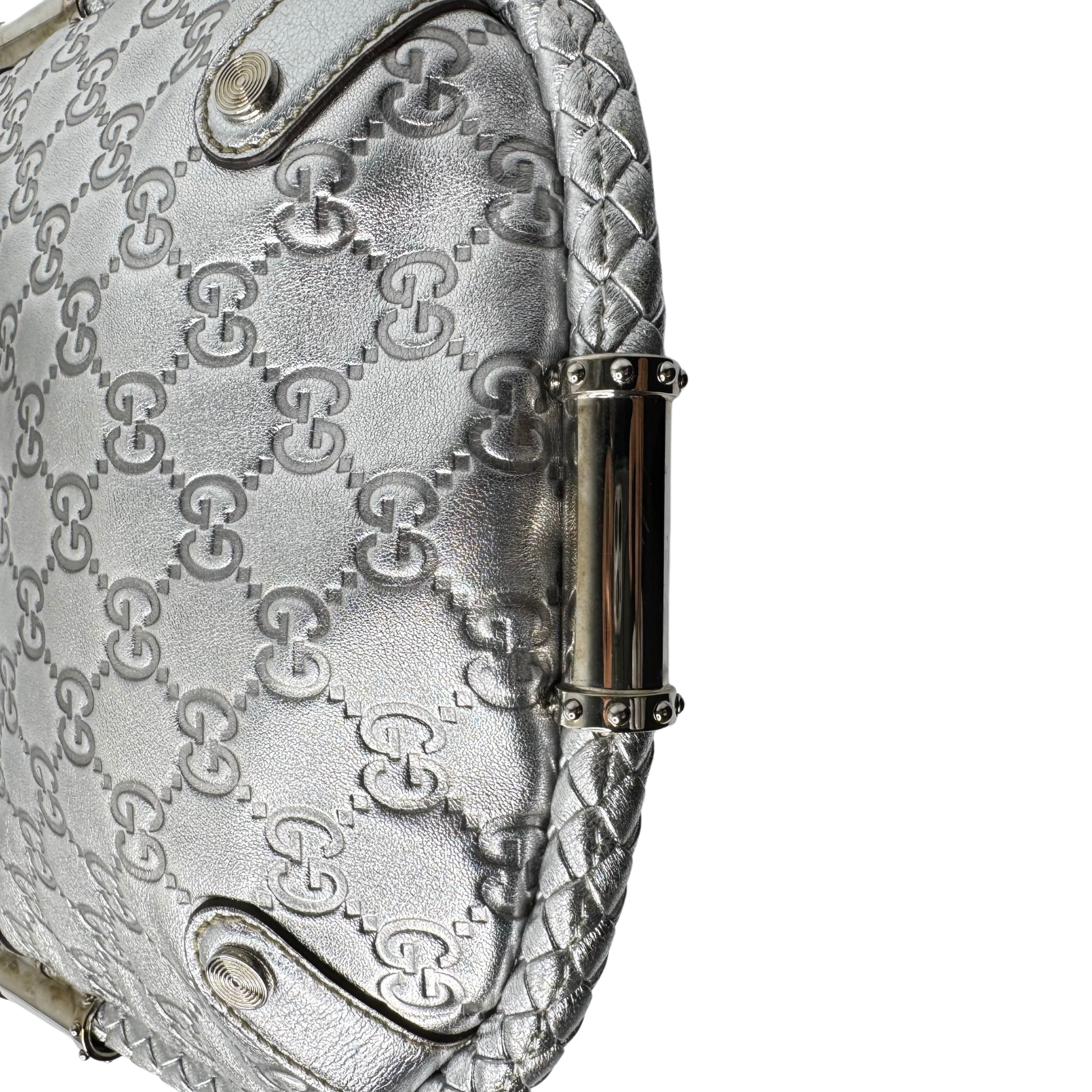 Gucci Guccissima Small Britt Tassel Shoulder Bag – Silver