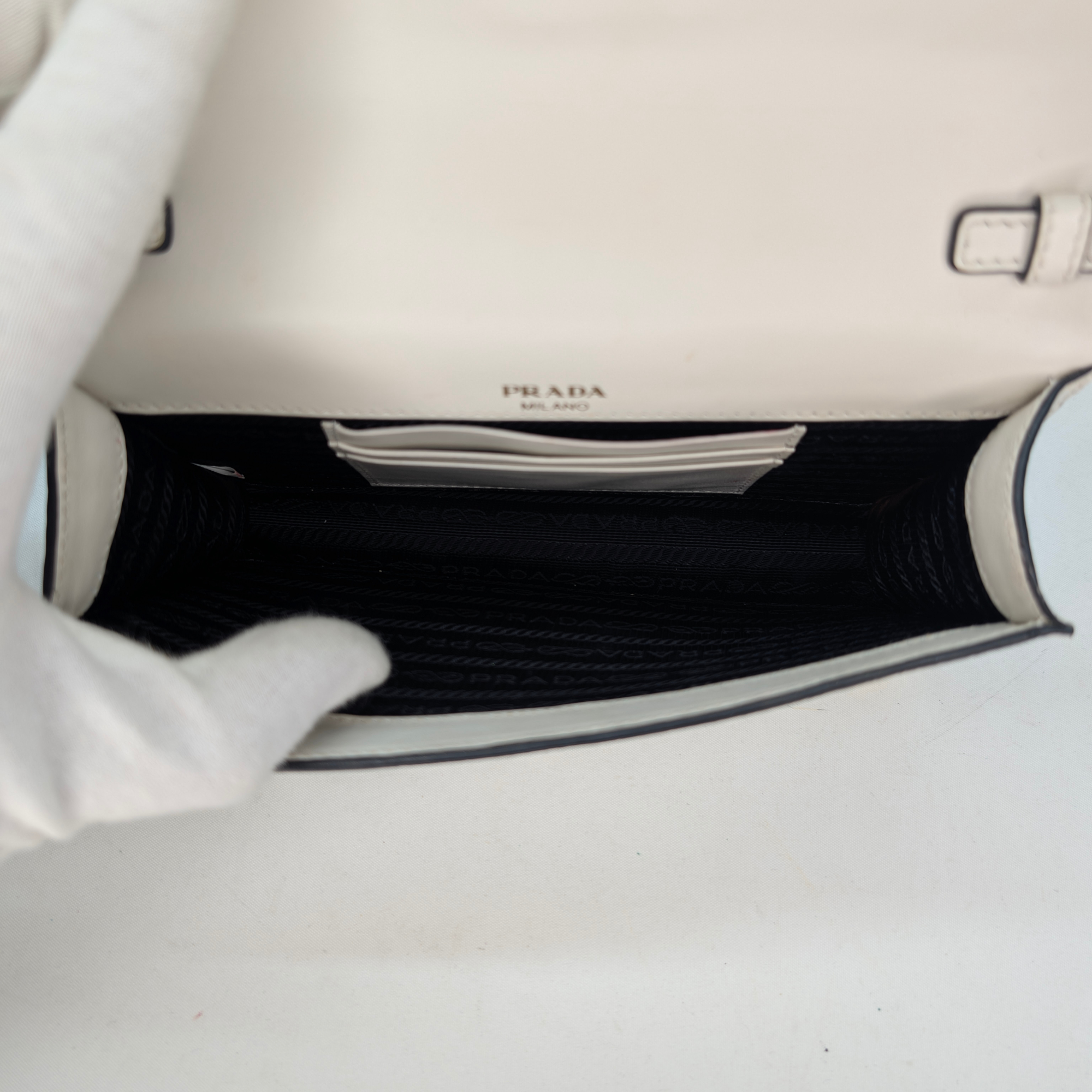 Prada Saffiano White Small Chain Bag White