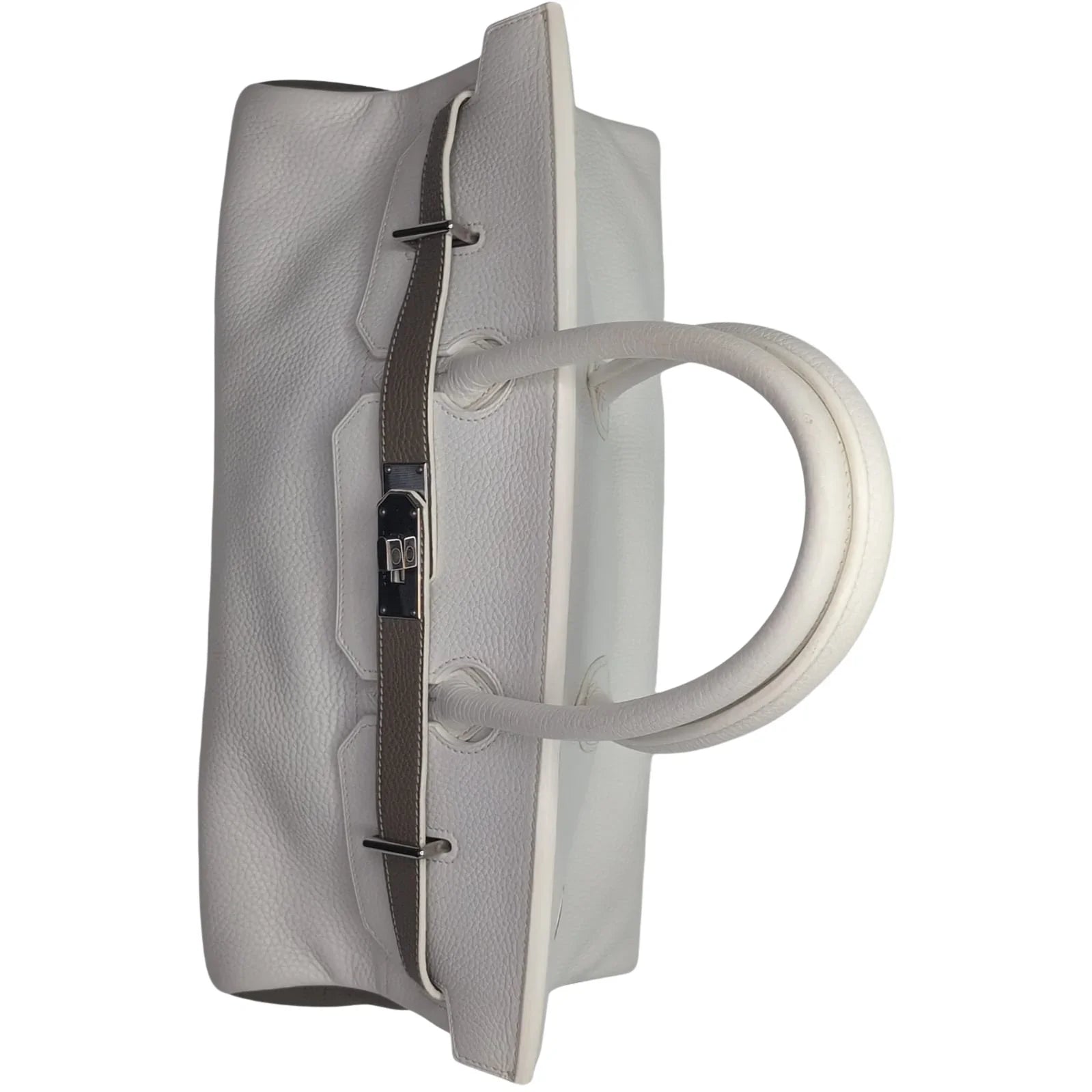 Hermès Birkin Shoulder 42 White Etoupe Clemence Palladium Hardware □J Stamp - Lost Designer