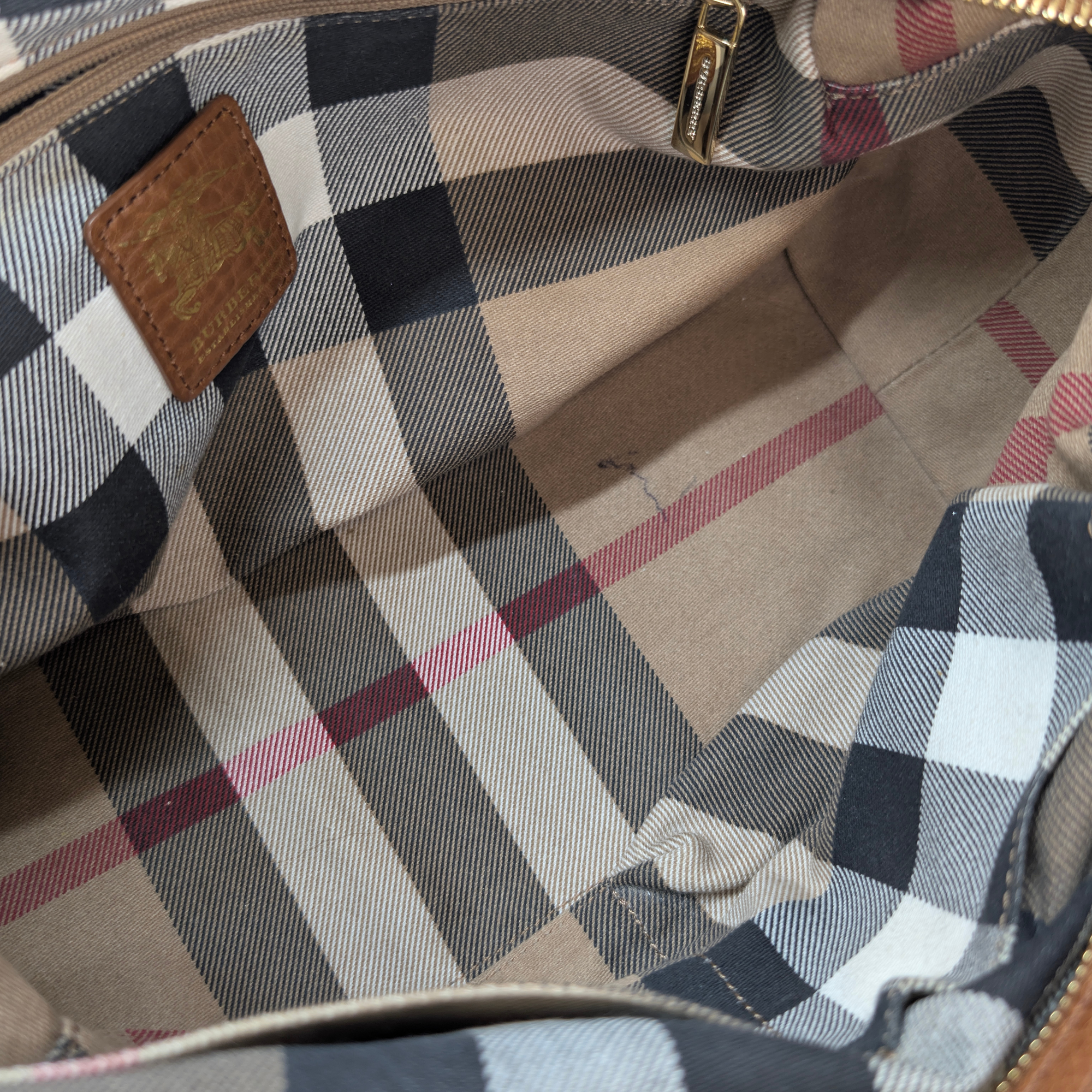 Burberry Embroidered Canvas X Leather Bowling Shoulder Bag