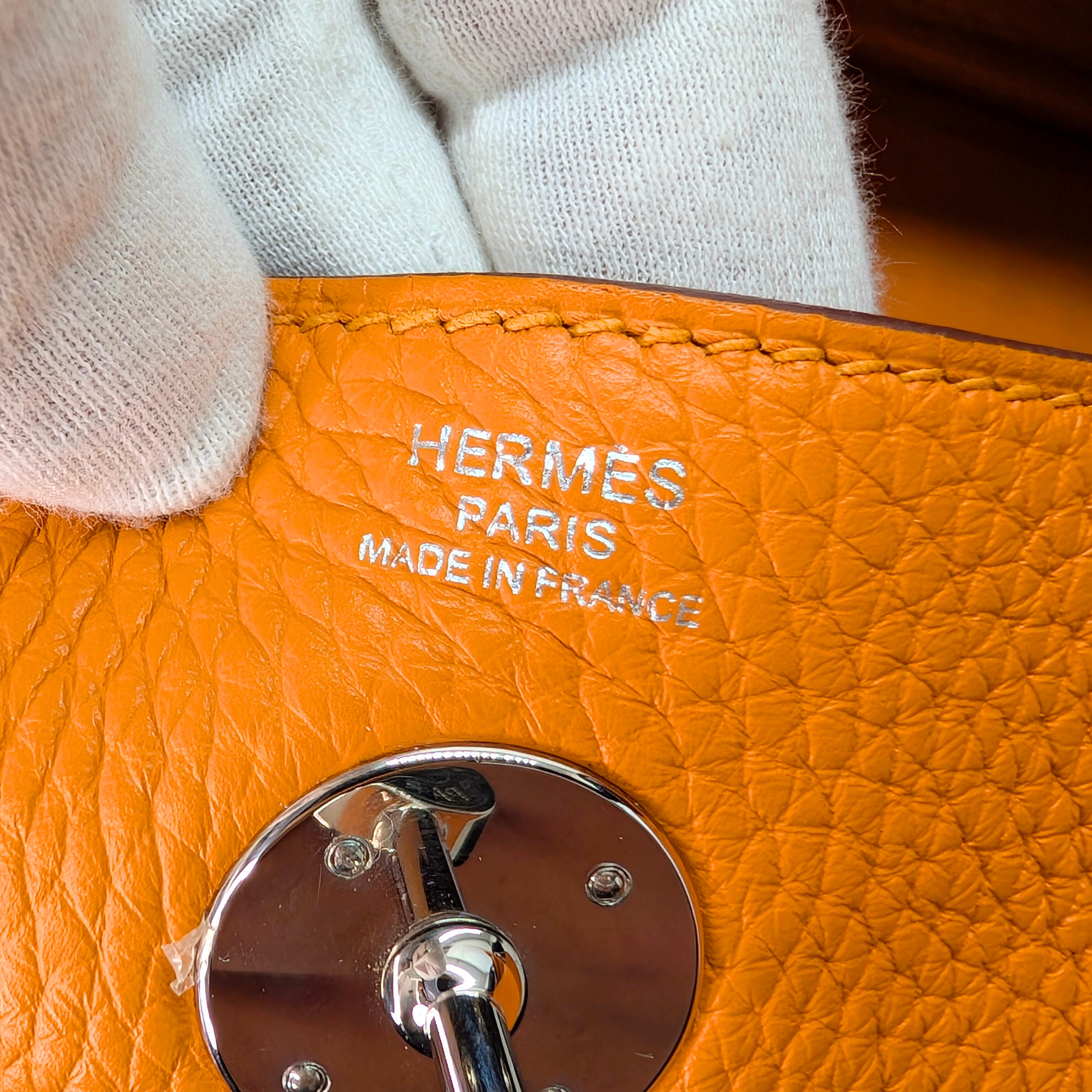 Hermes Lindy Clemence Handbag 26 C stamp SHW Orange