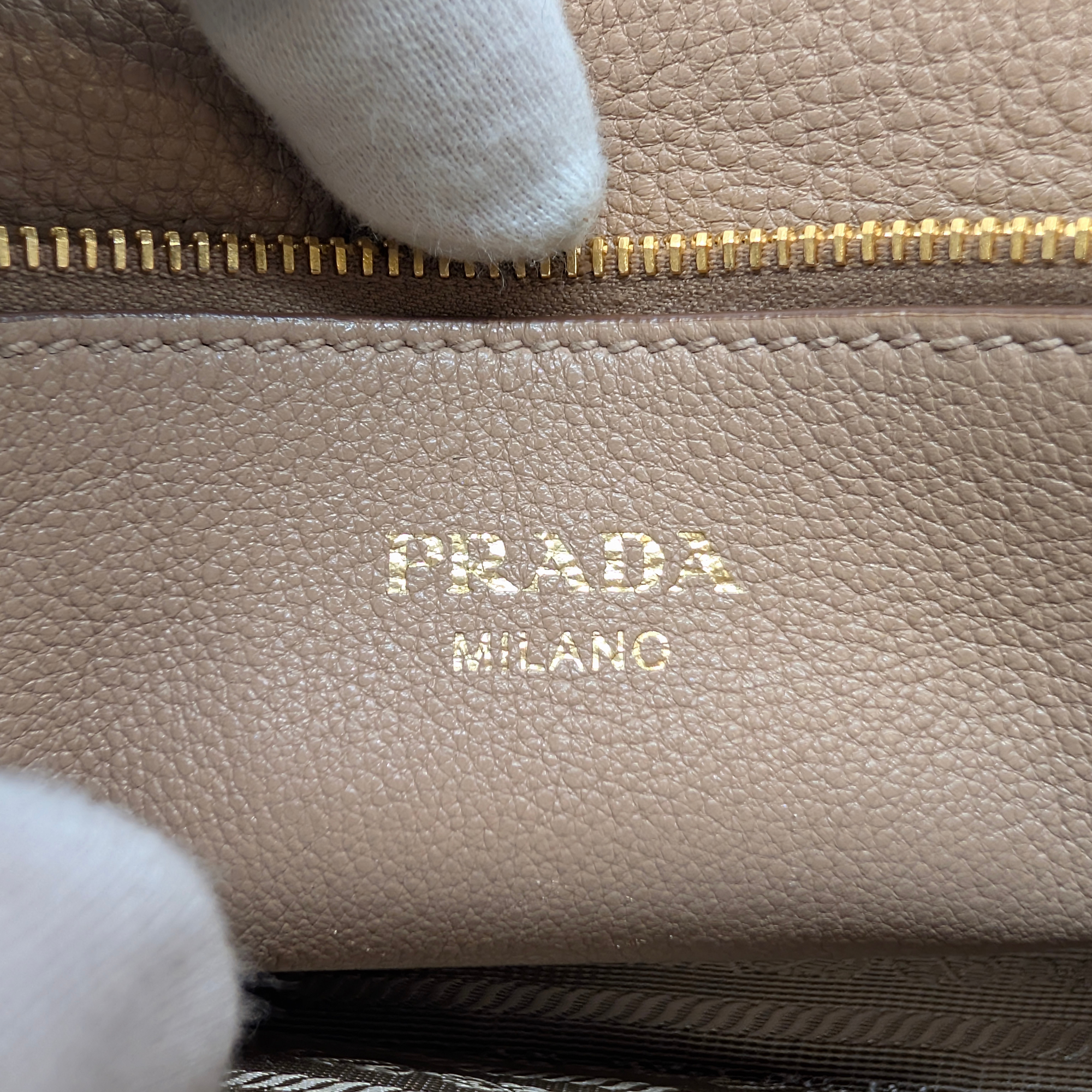 Prada Vitello Daino Leather Crossbody Bag Beige