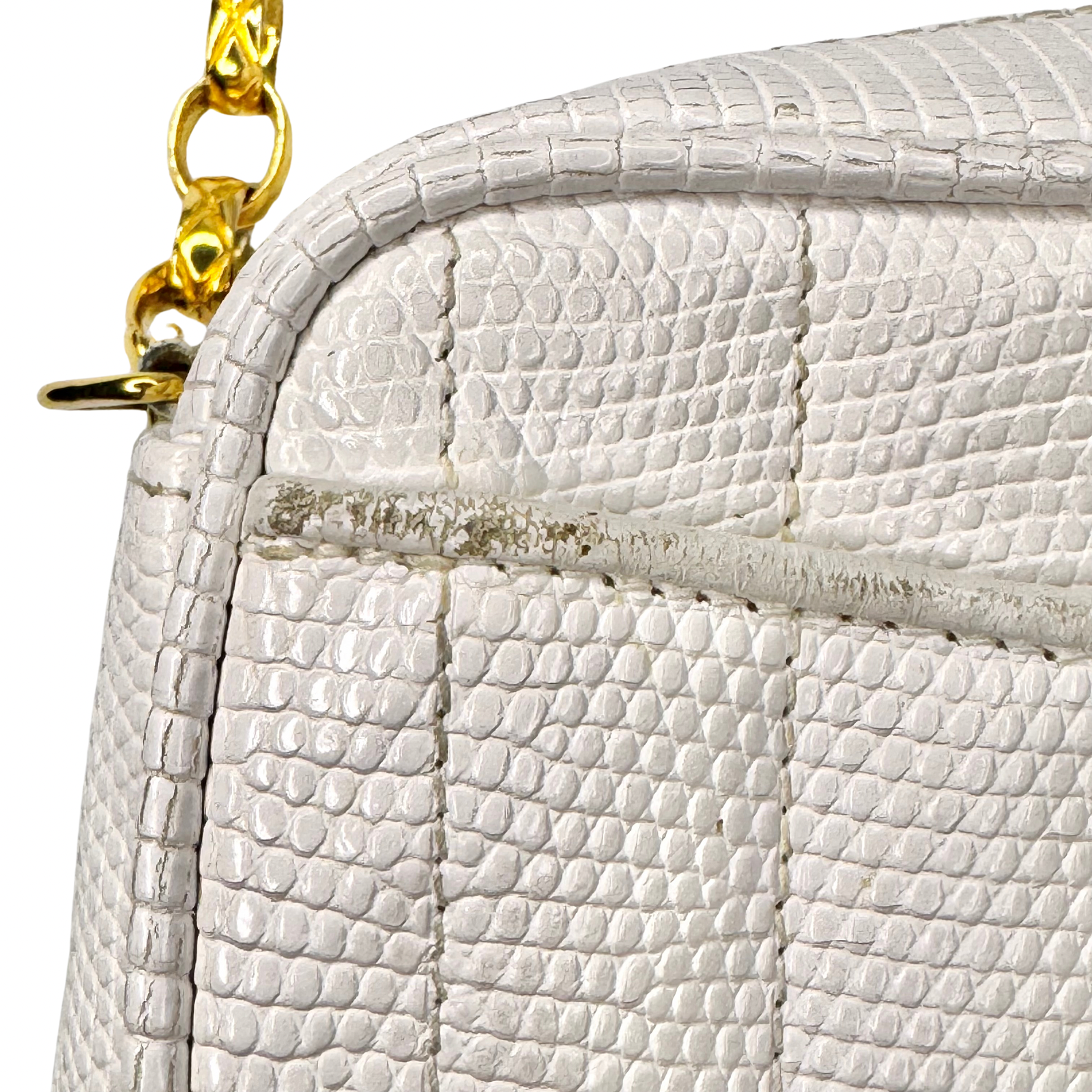Chanel Vintage White Lizard Tassel Camera Crossbody Bag