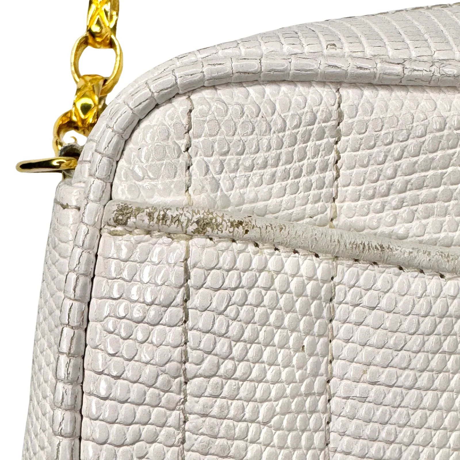 Chanel Vintage White Lizard Tassel Camera Crossbody Bag
