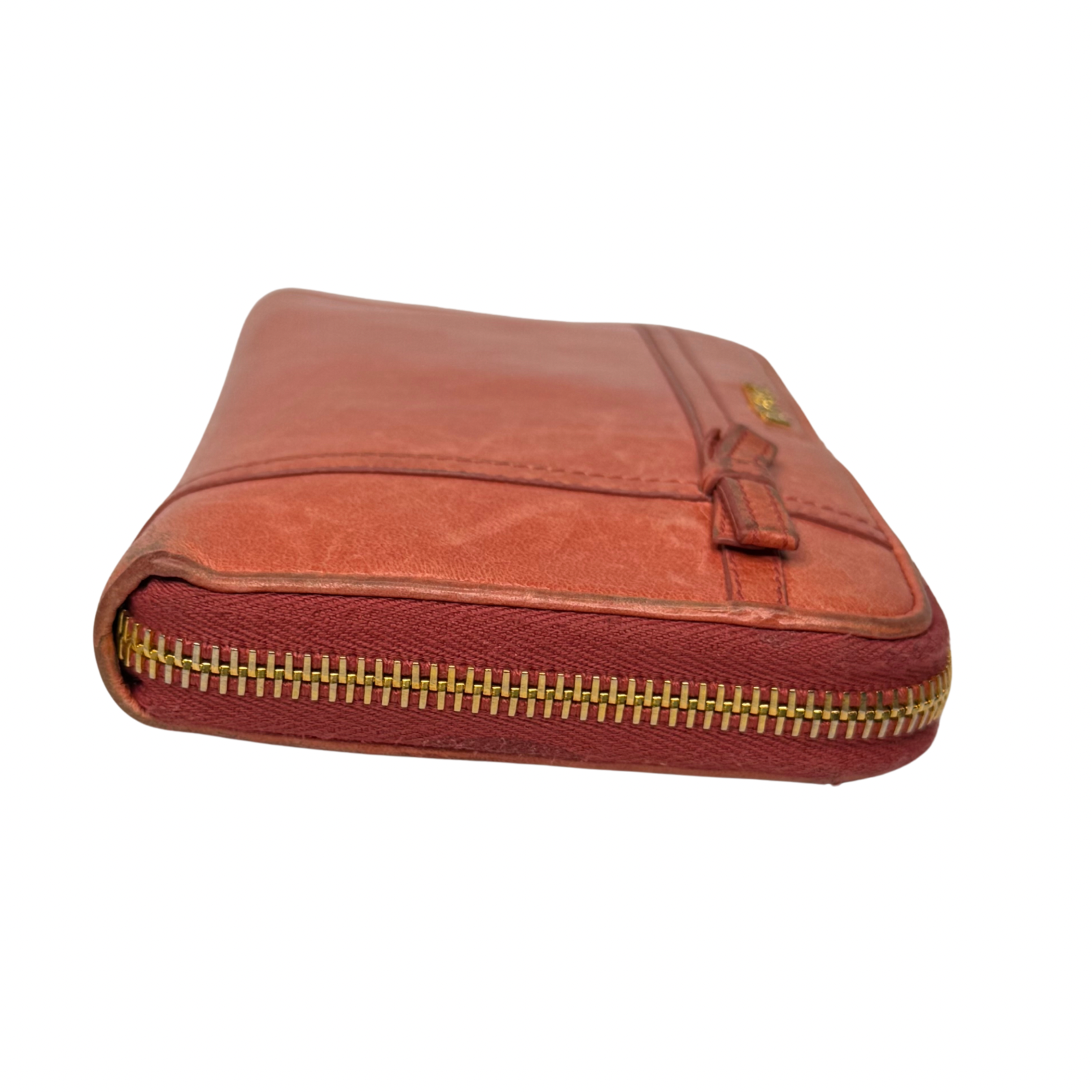 Prada Pink Leather Long Wallet with Zip Coin Compartment