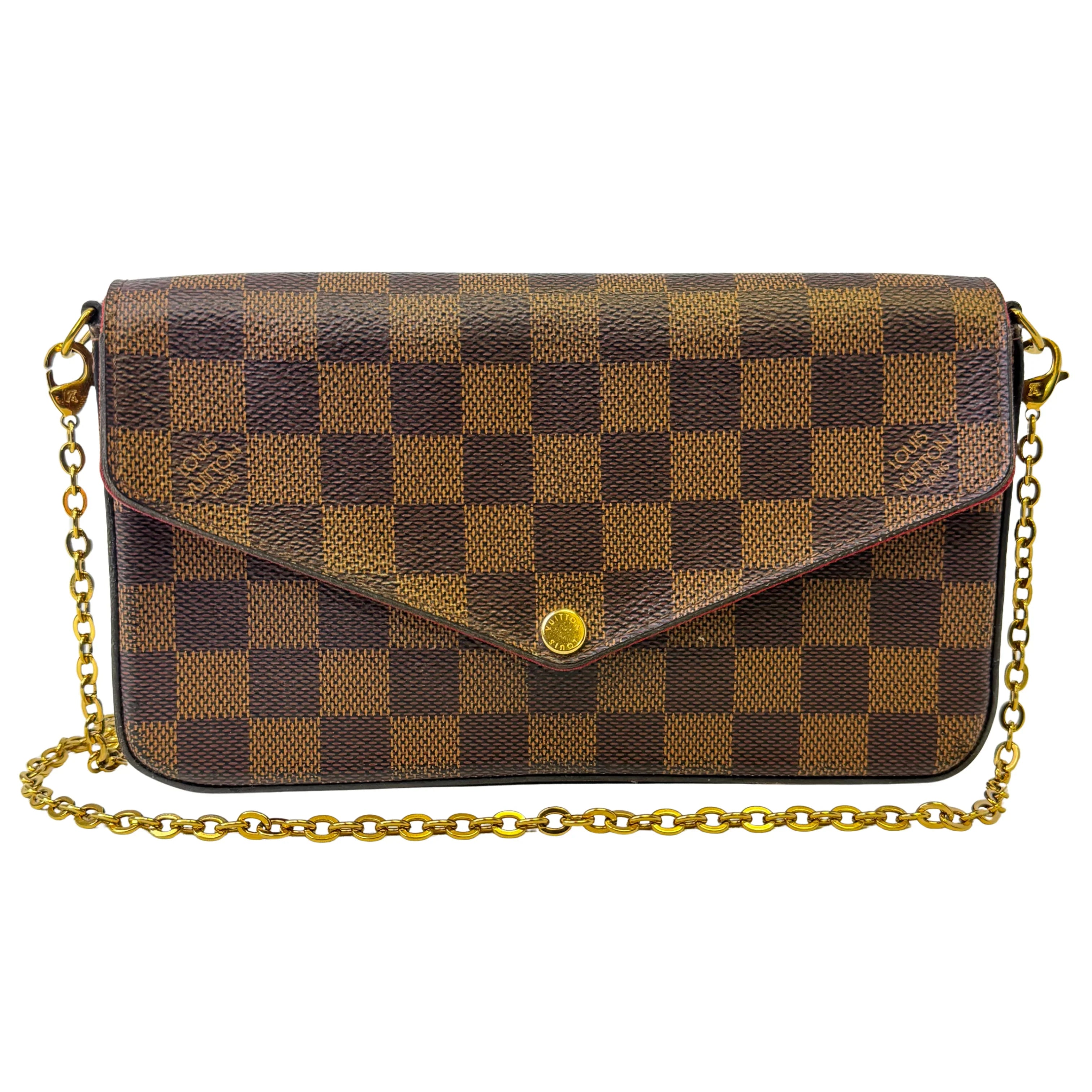 Louis Vuitton Damier Ebene Felicie Pochette Chain Wallet Bag - Lost Designer