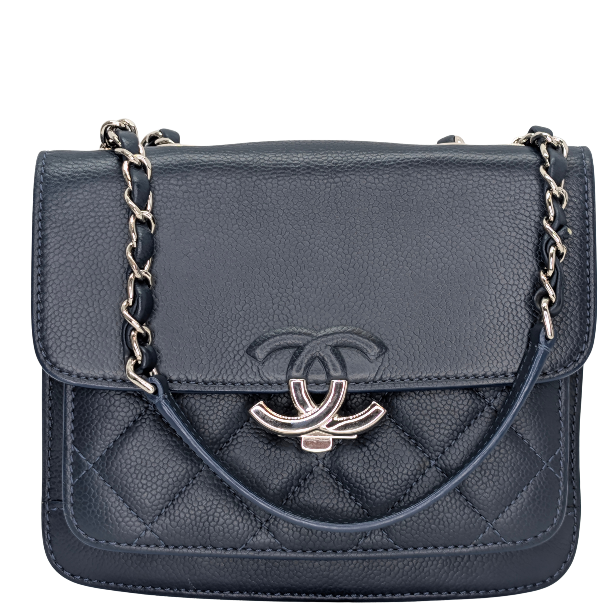 Chanel CC Box Flap Shoulder Bag Navy Blue