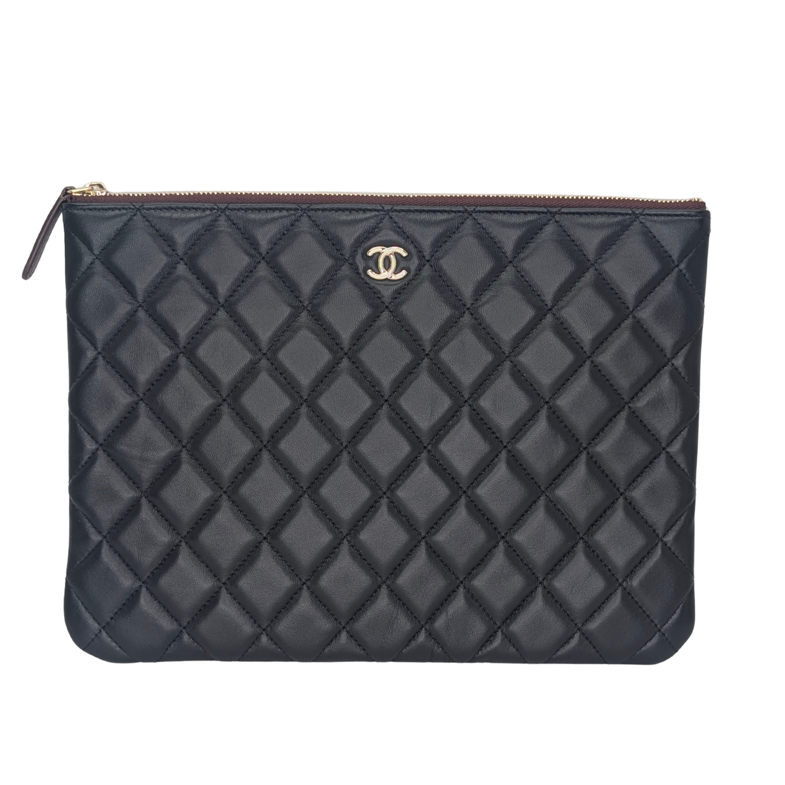 Chanel Medium O case Pouch Clutch Lambskin Black
