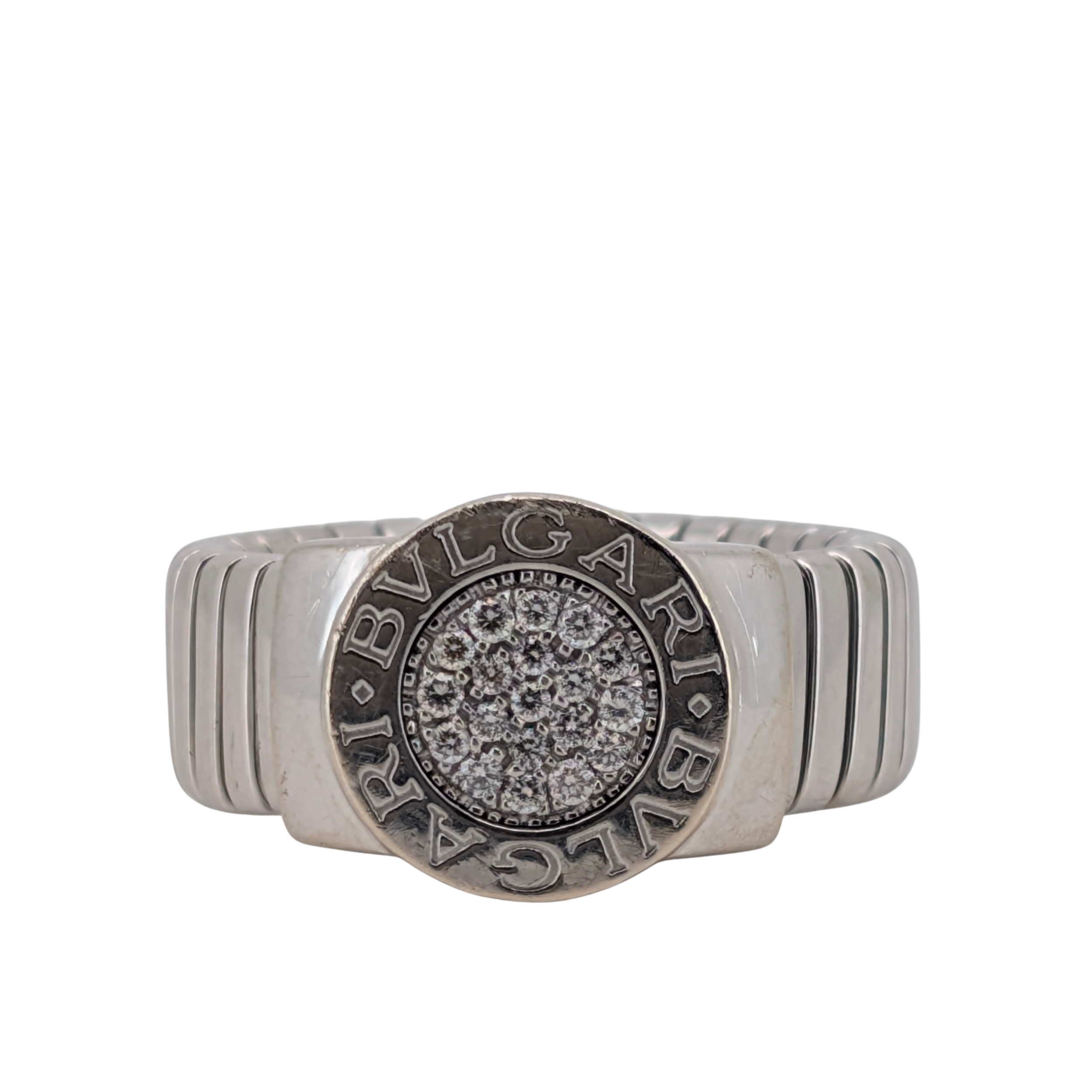 Bvlgari Tubogas Diamond Ring In 18K White Gold