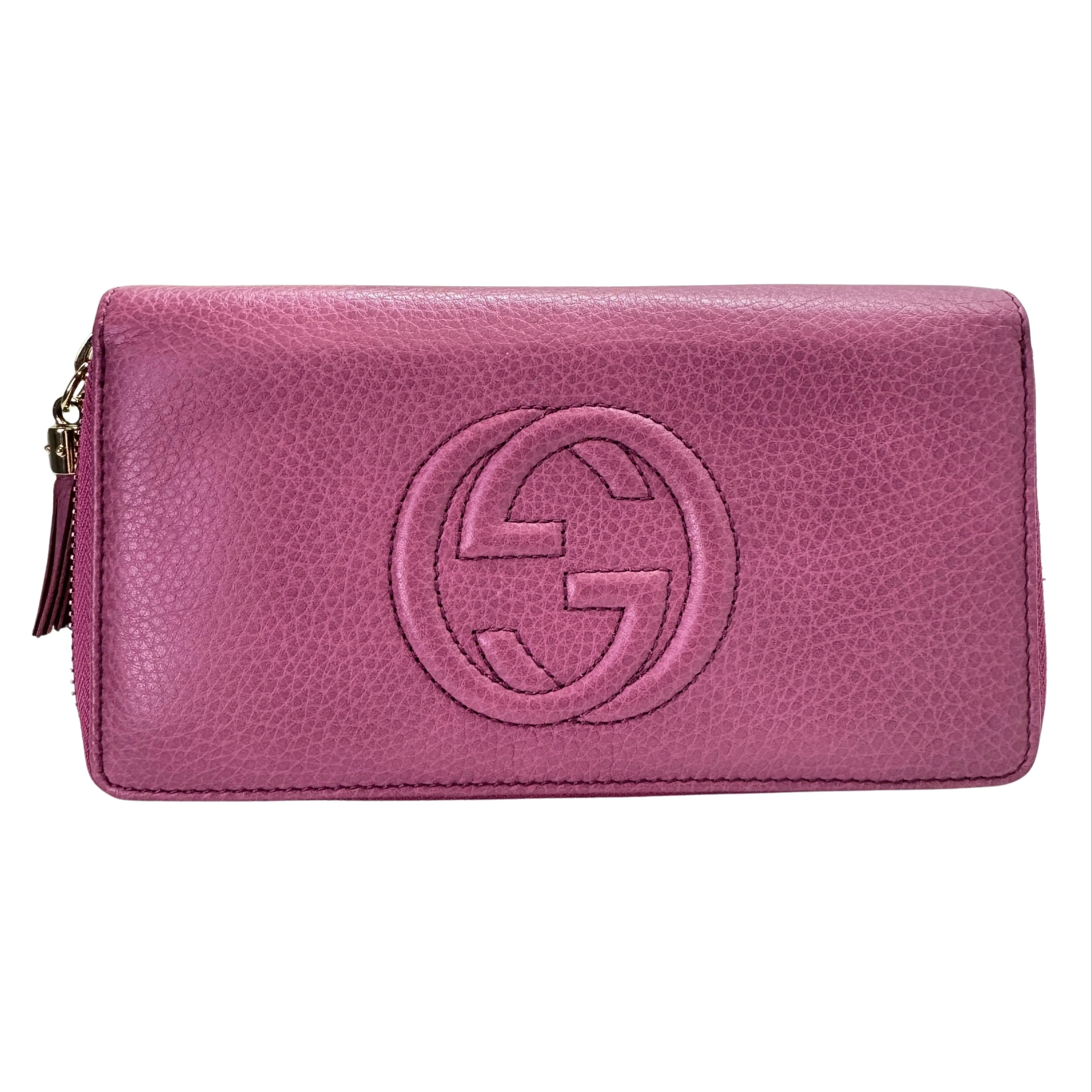 Gucci Pebbled Calfskin Soho Wallet Pink - Lost Designer