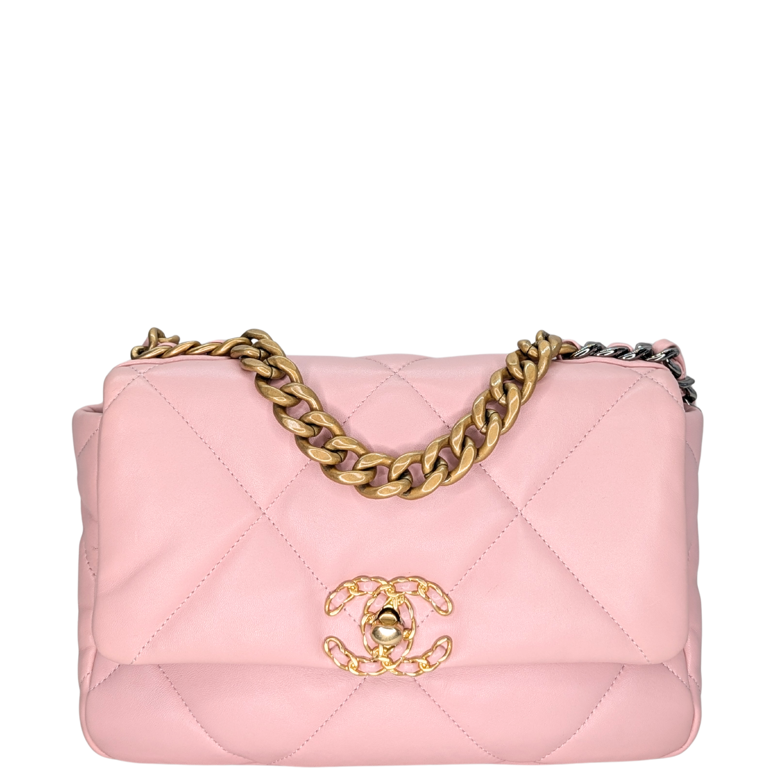 Chanel 19 Small Light Pink Lambskin Bag Microchip