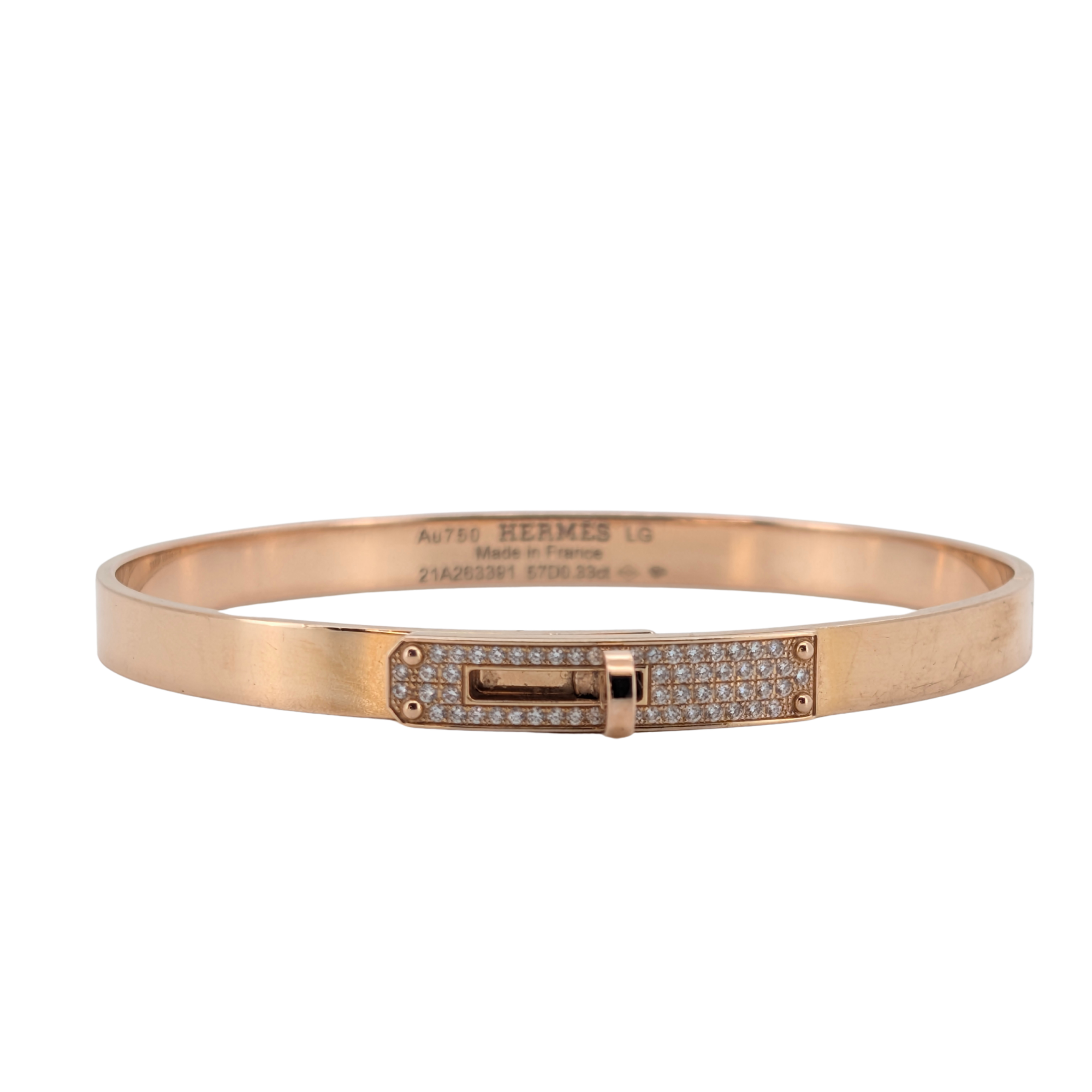 Hermes Kelly Diamond Bracelet Small LG In 18k Rose Gold