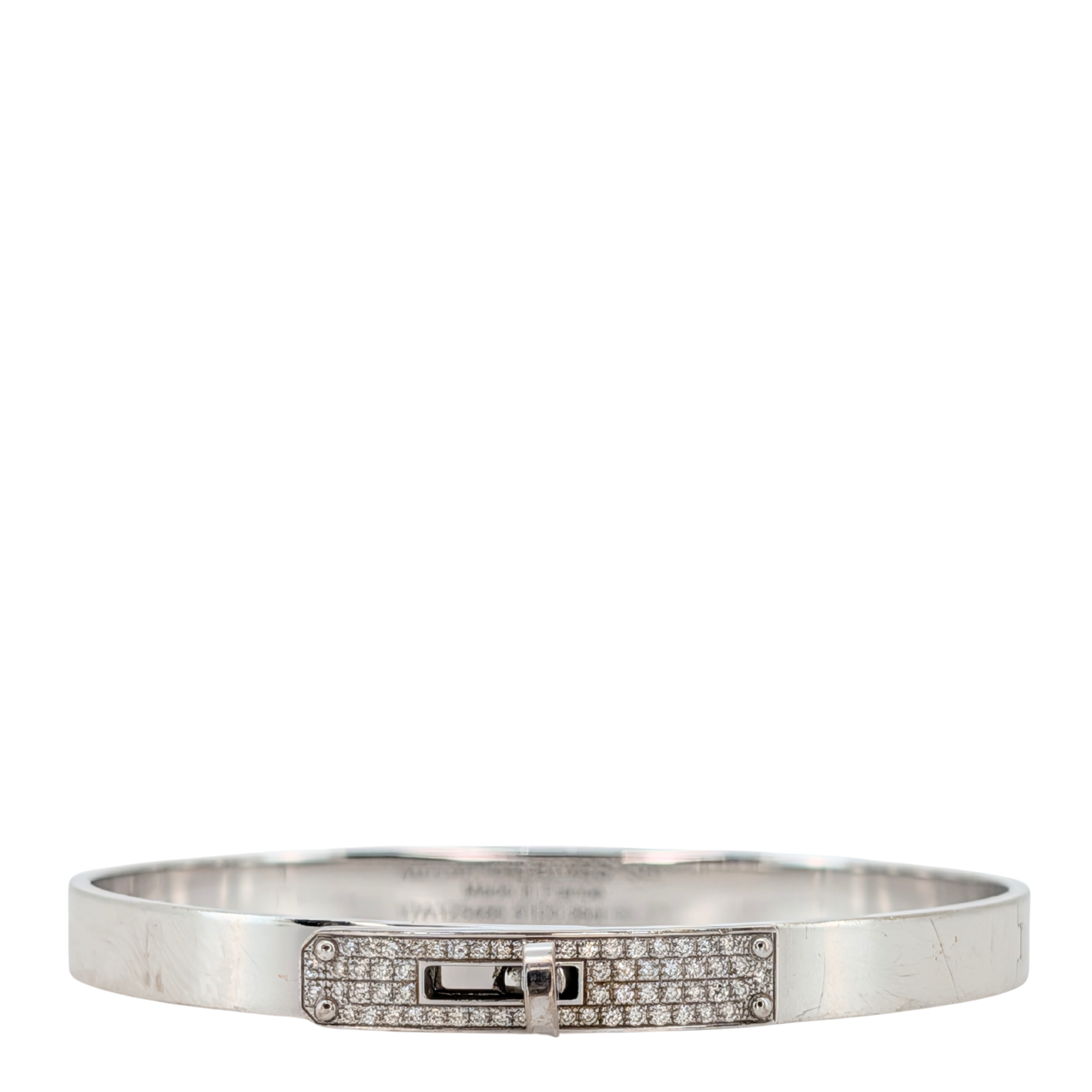 Hermes Kelly Diamond Bracelet Bangle Small SH 18k White Gold