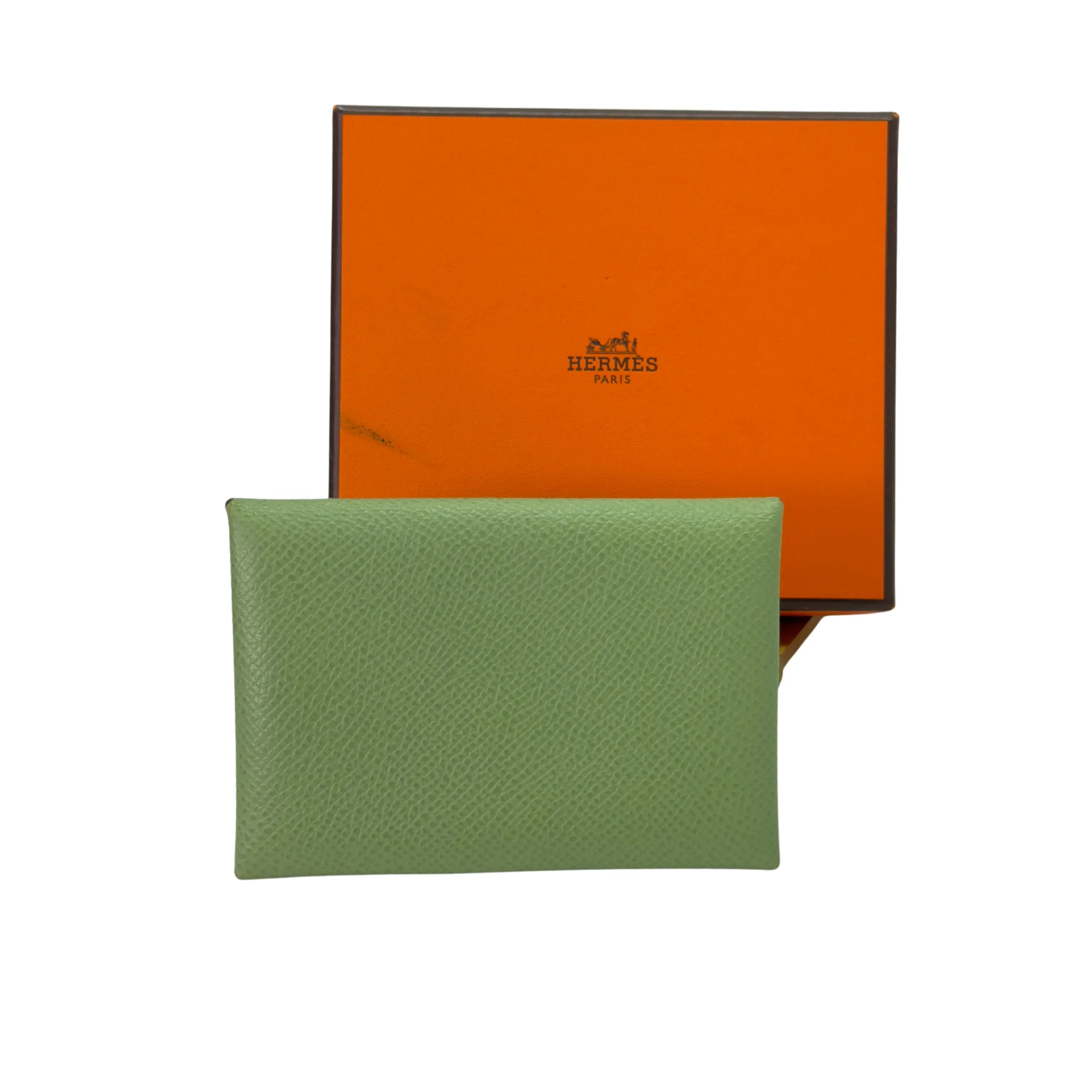 Hermes Calvi Epsom Leather Vert Criquet Wallet Green - Lost Designer
