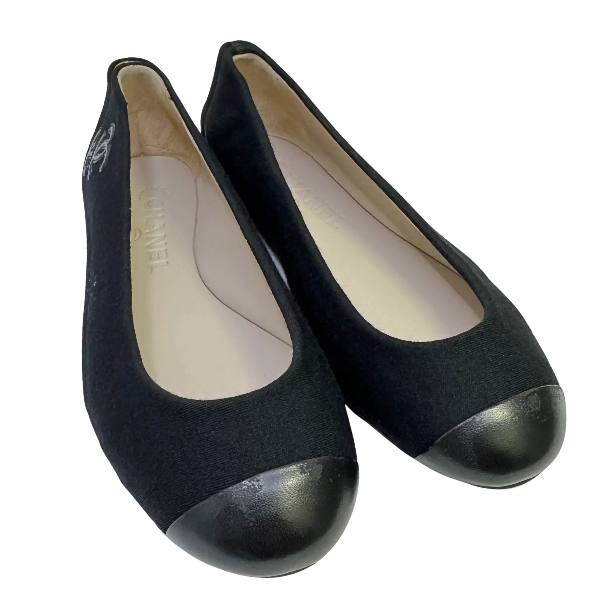 Chanel Ballet Flats Canvas Black 37.5 - Lost Designer