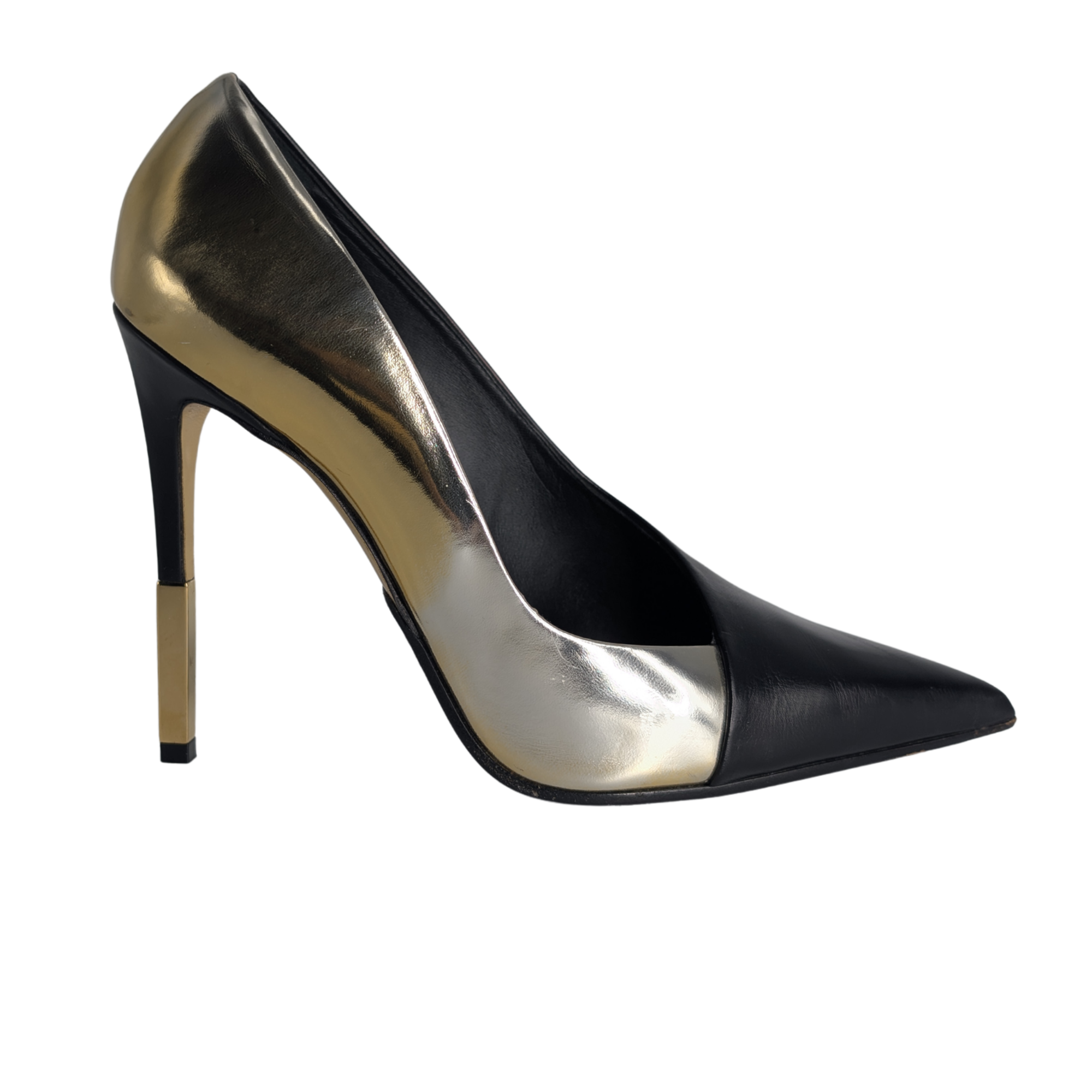 Balmain Pointed Toe Pumps Black/Gold 39