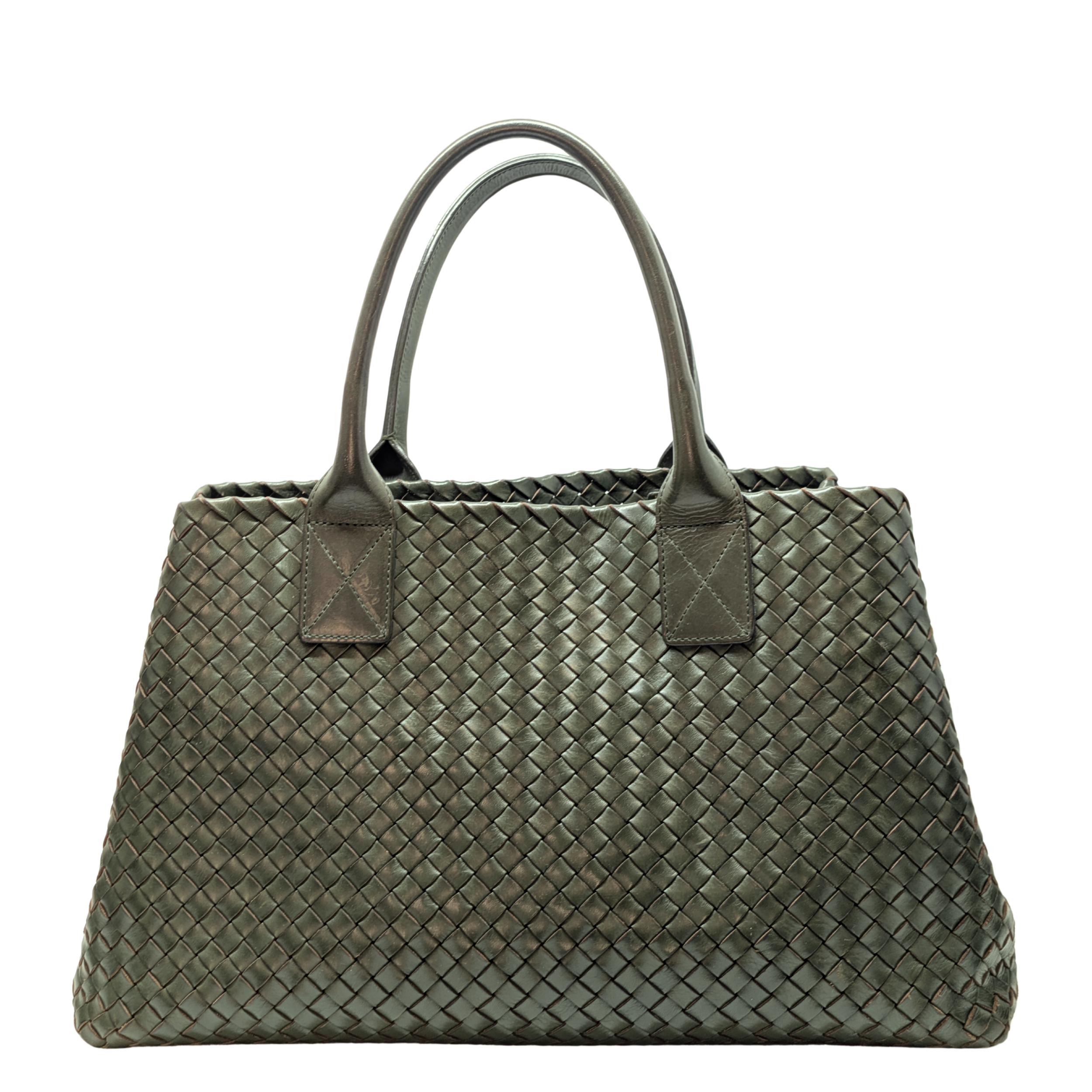 Bottega Veneta Intrecciato Leather Large Cabat Tote Bag Dark Olive Green